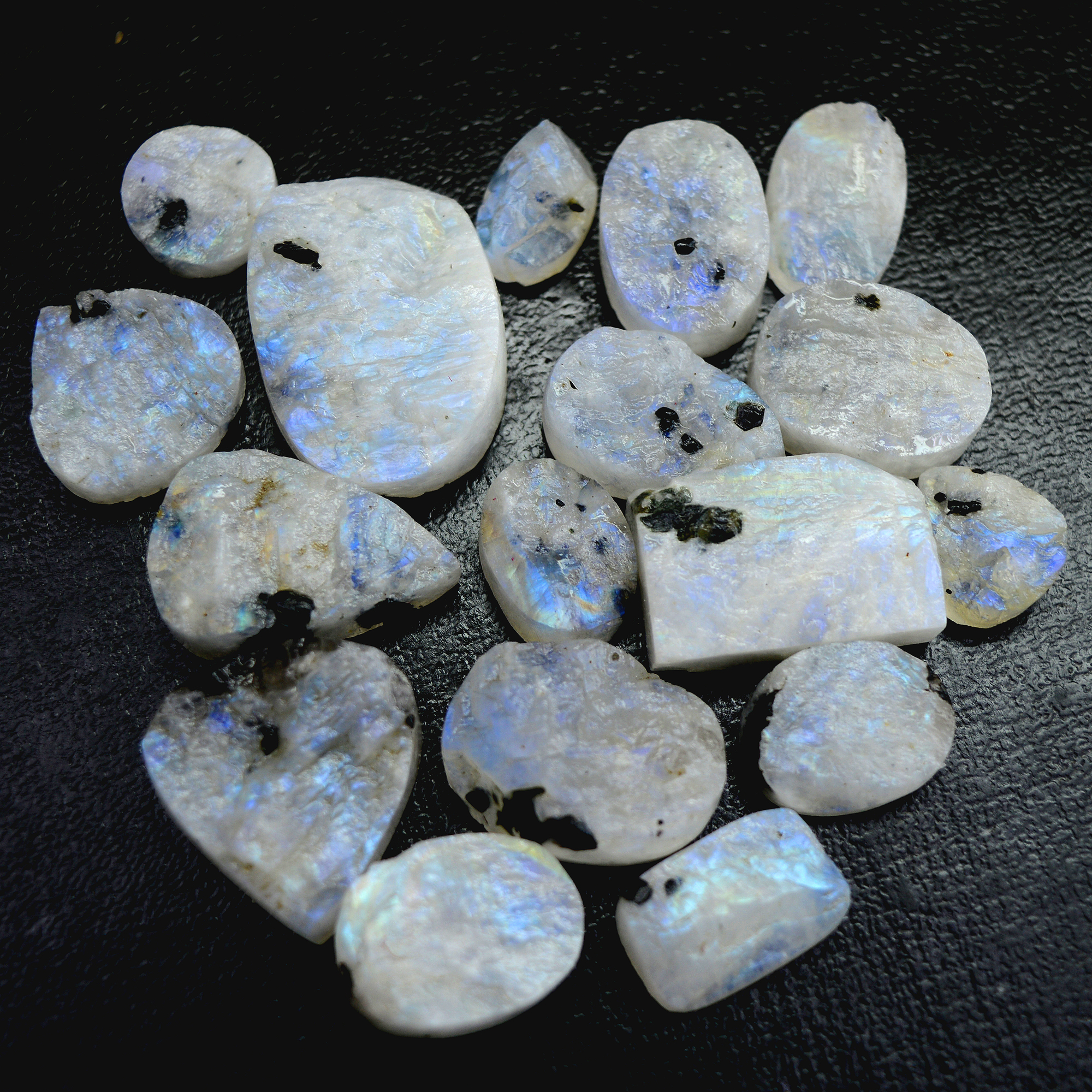 17 Pcs 294 Cts Natural Rainbow Moonstone Druzy Rough Loose Gemstone Lot Size 28x20-13x9mm R-13408