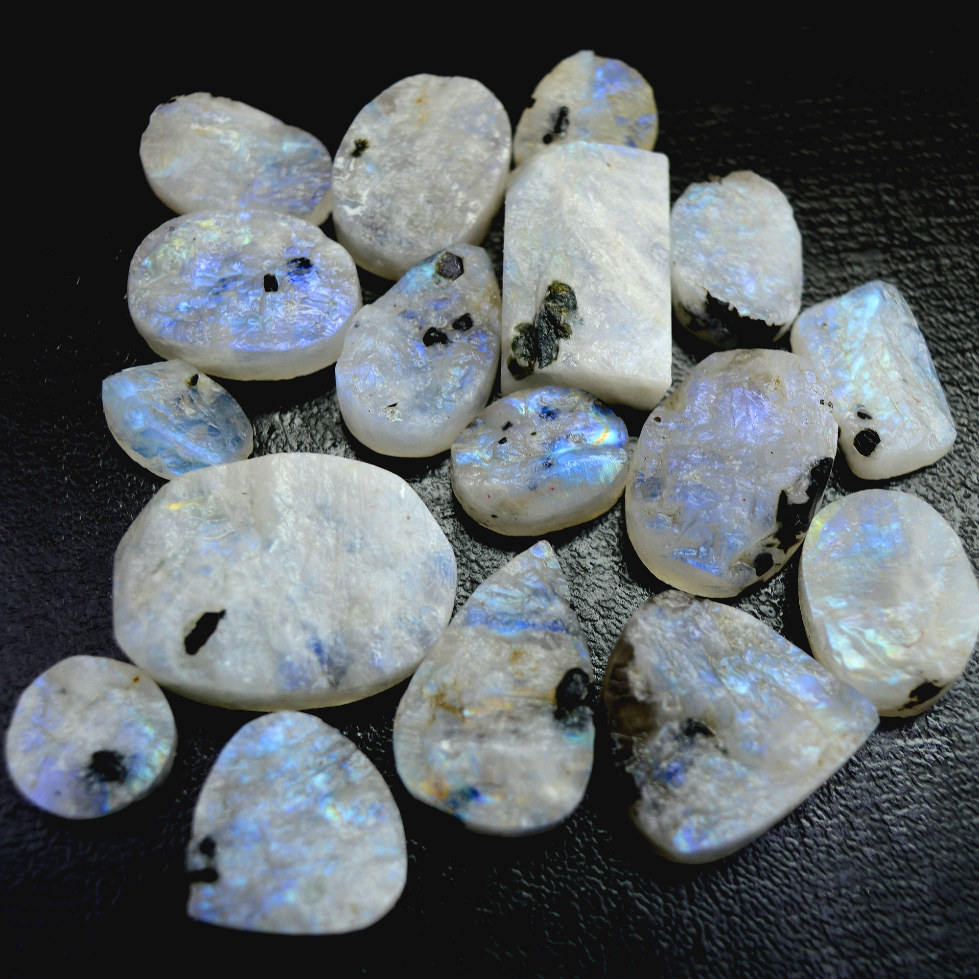 17 Pcs 294 Cts Natural Rainbow Moonstone Druzy Rough Loose Gemstone Lot Size 28x20-13x9mm R-13408