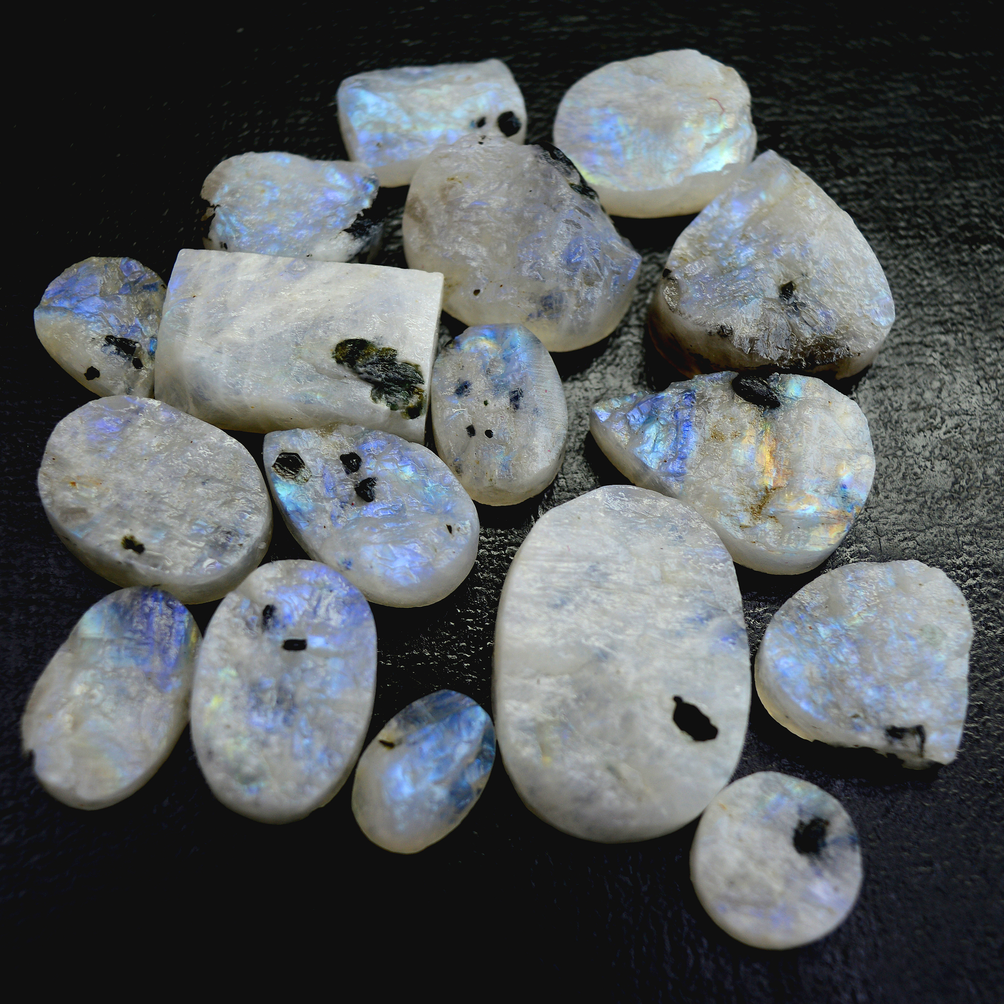 17 Pcs 294 Cts Natural Rainbow Moonstone Druzy Rough Loose Gemstone Lot Size 28x20-13x9mm R-13408