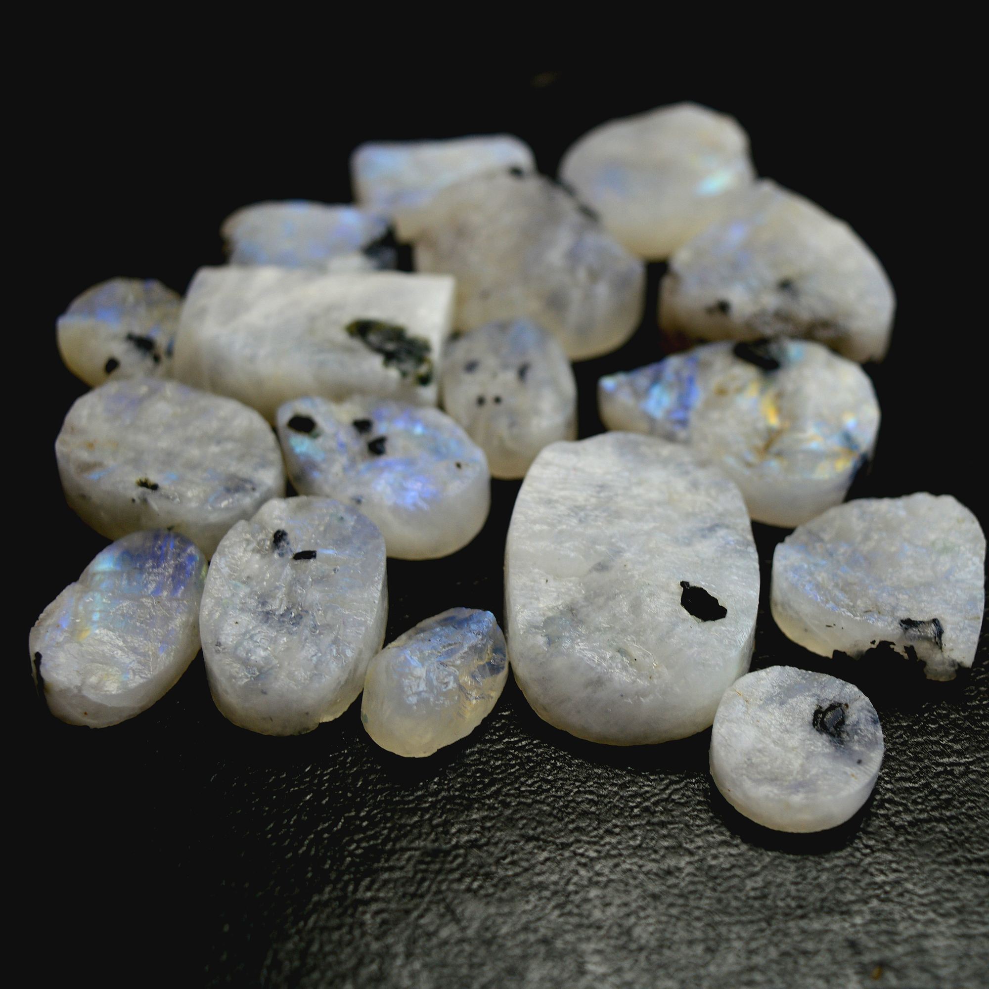 17 Pcs 294 Cts Natural Rainbow Moonstone Druzy Rough Loose Gemstone Lot Size 28x20-13x9mm R-13408