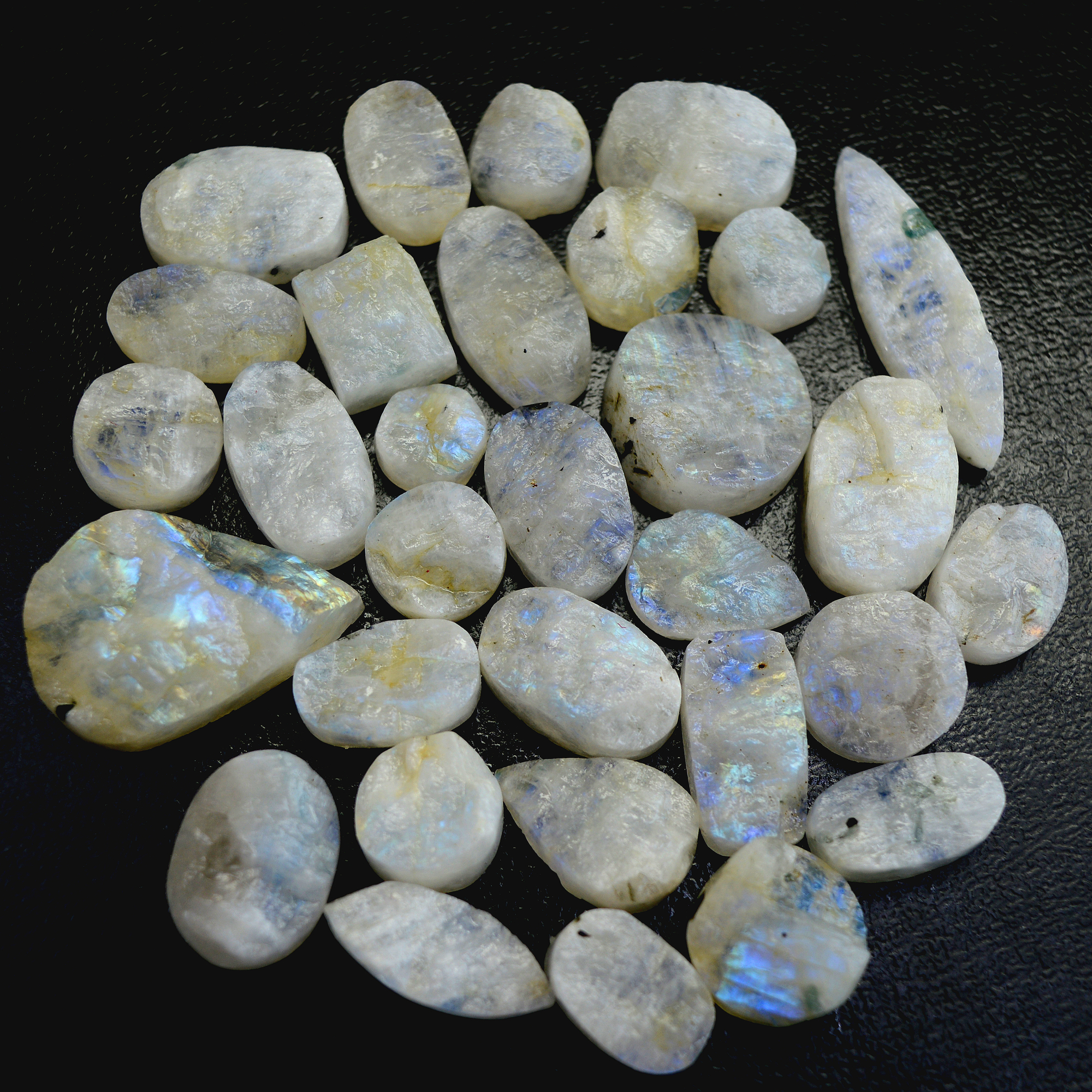 31 Pcs 363 Cts Natural Rainbow Moonstone Druzy Rough Loose Gemstone Lot Size 28x20-9x9mm R-13409