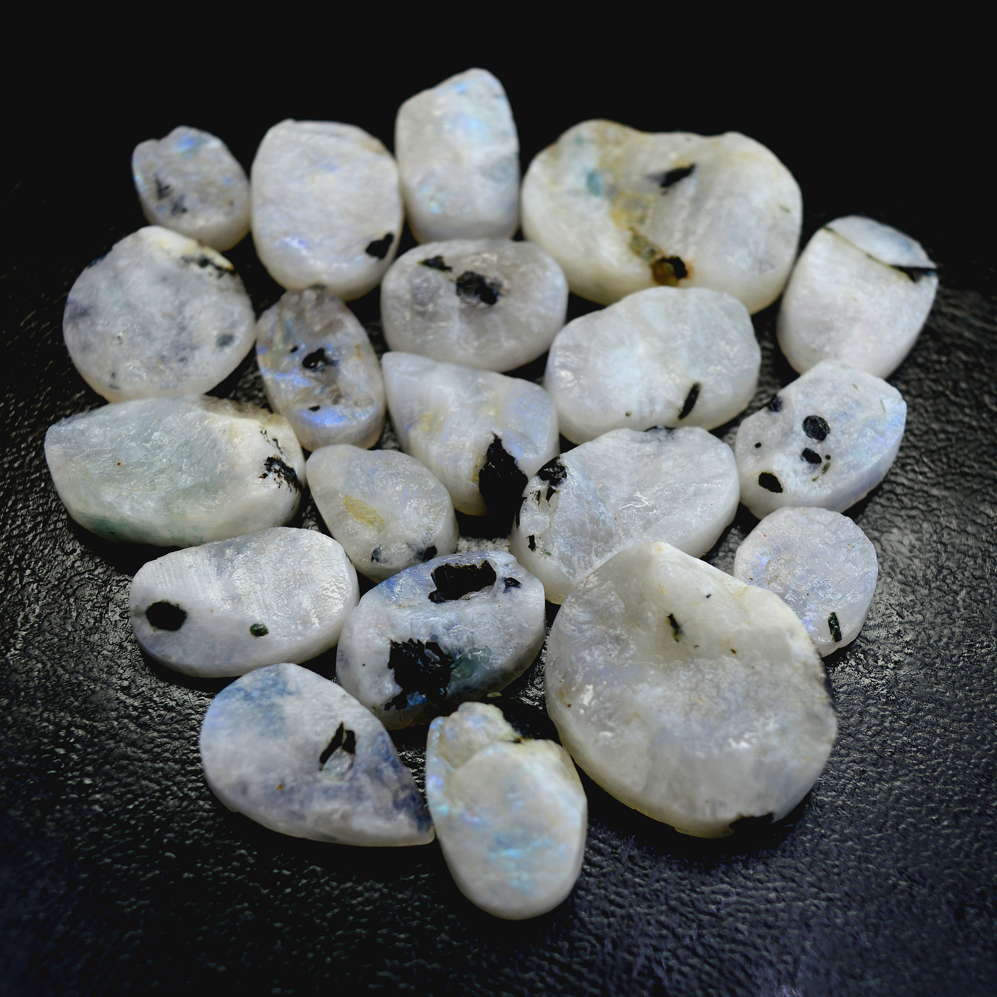 21 Pcs 286 Cts Natural Rainbow Moonstone Druzy Rough Loose Gemstone Lot Size 23x17-12x9mm R-13411