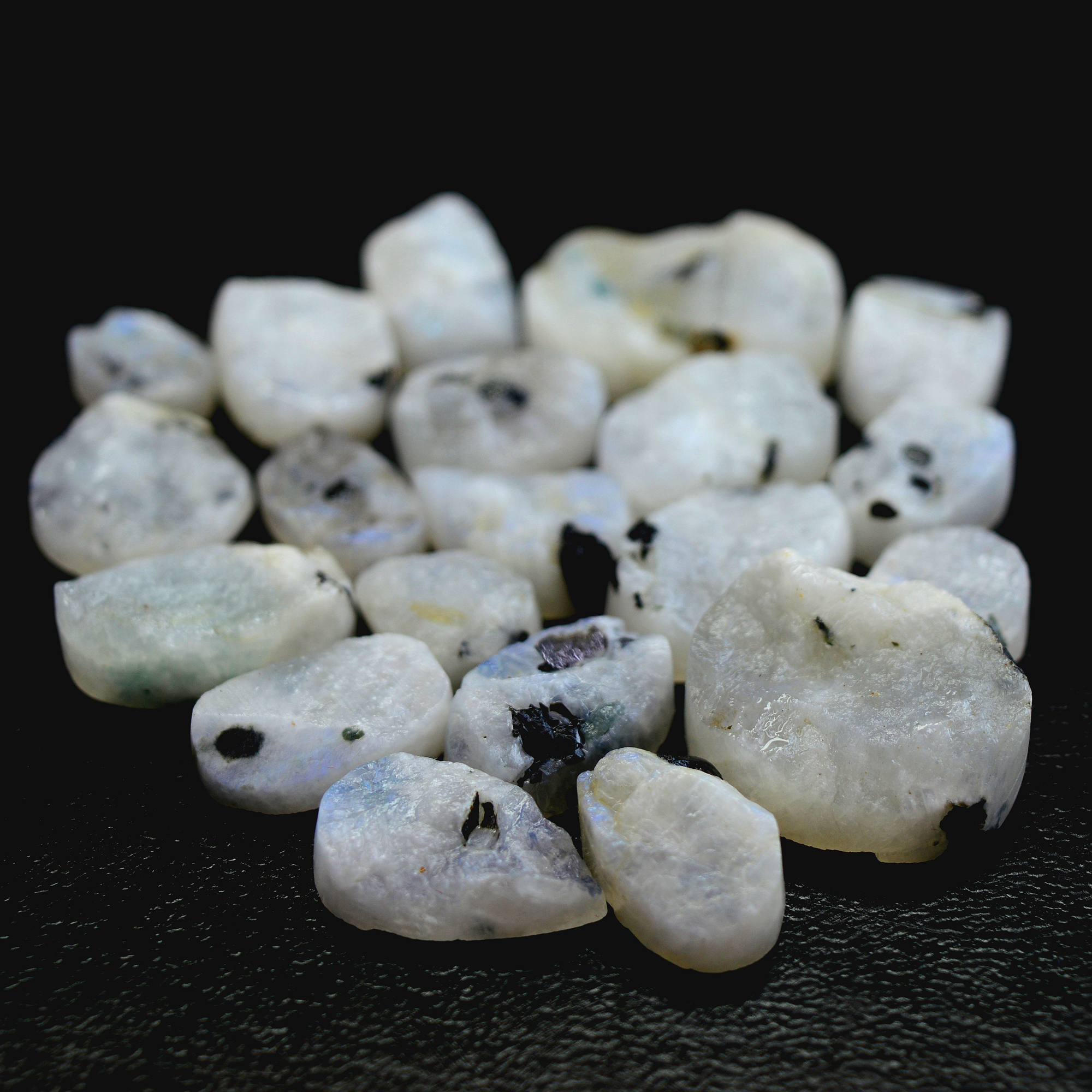 21 Pcs 286 Cts Natural Rainbow Moonstone Druzy Rough Loose Gemstone Lot Size 23x17-12x9mm R-13411