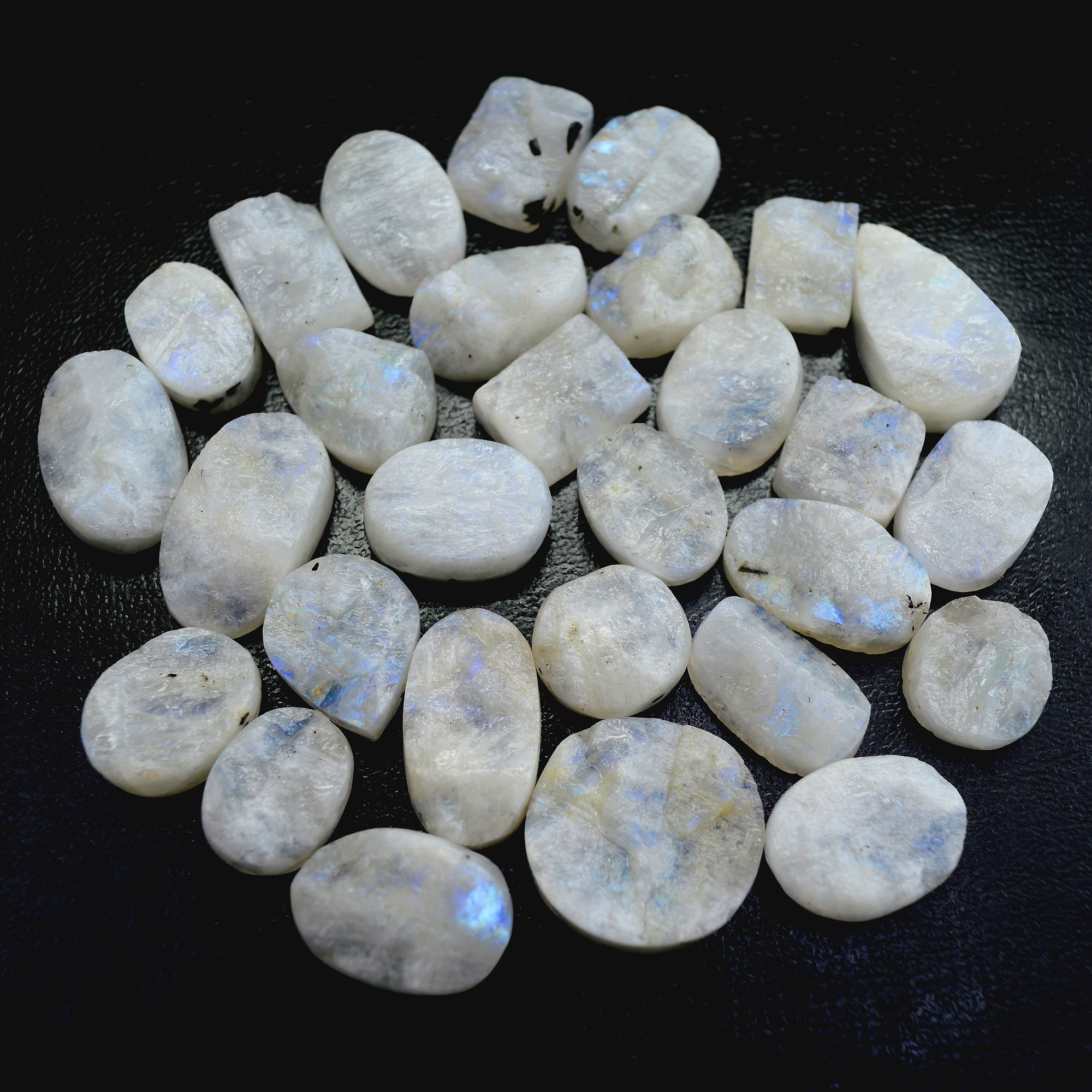 19 Pcs 474 Cts Natural Rainbow Moonstone Druzy Rough Loose Gemstone Lot Size 22x22-16x12mm R-13412