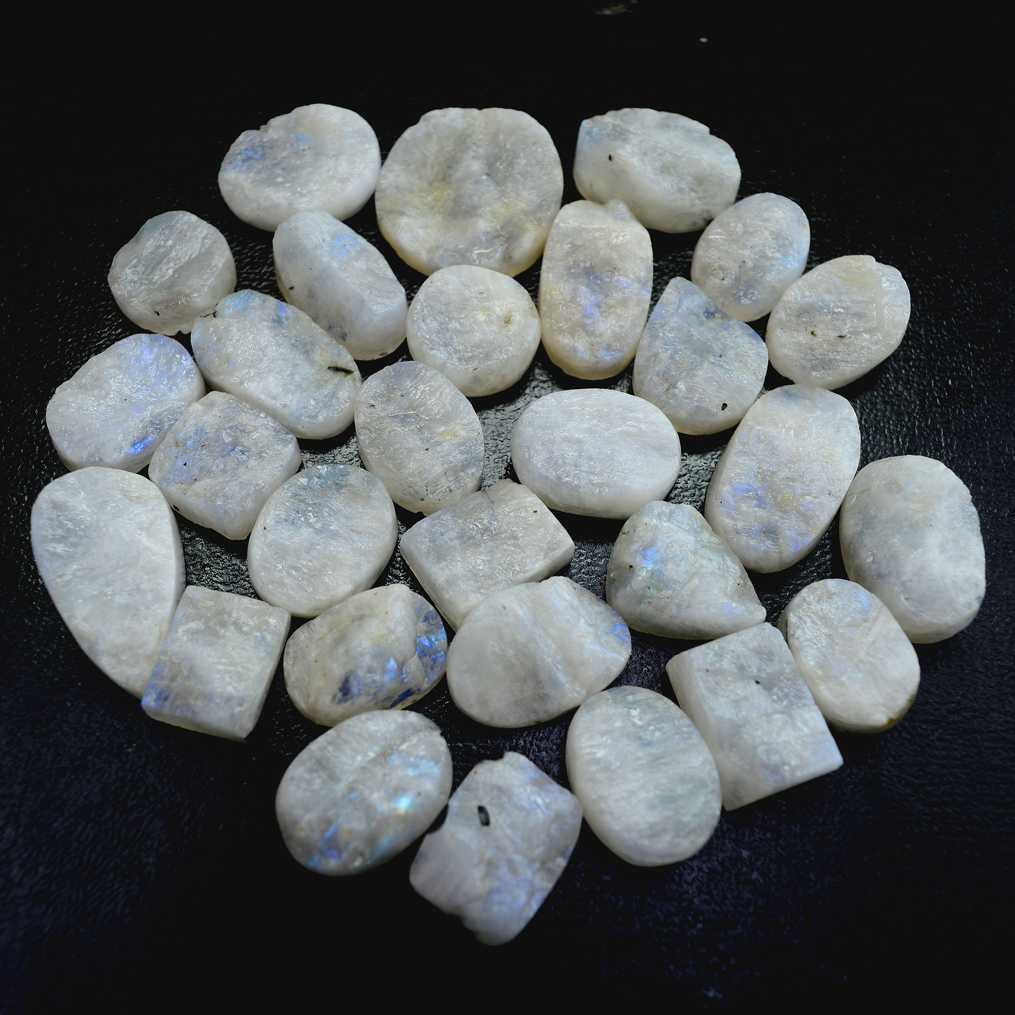 19 Pcs 474 Cts Natural Rainbow Moonstone Druzy Rough Loose Gemstone Lot Size 22x22-16x12mm R-13412