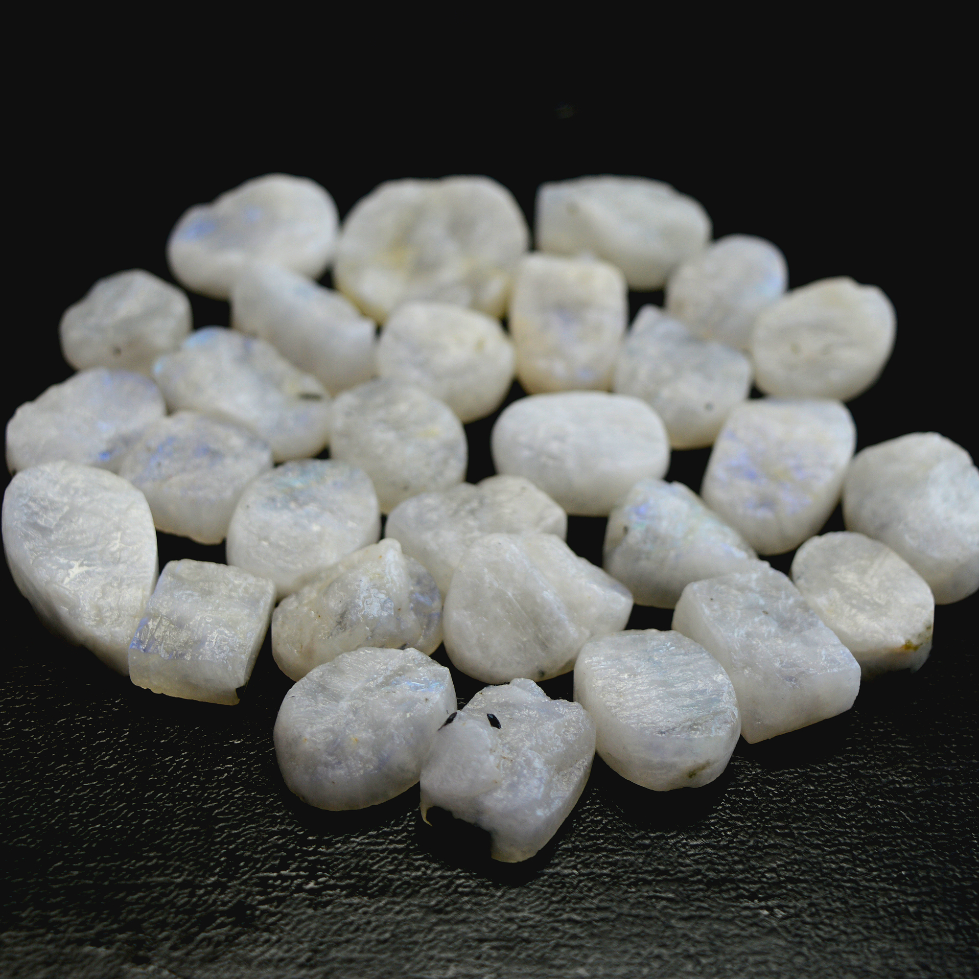 19 Pcs 474 Cts Natural Rainbow Moonstone Druzy Rough Loose Gemstone Lot Size 22x22-16x12mm R-13412