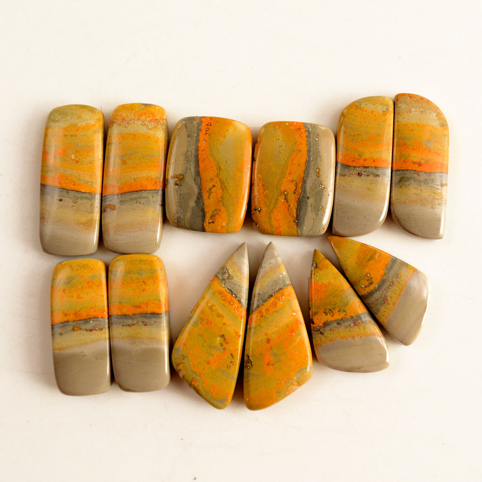 6 Pair 192 Cts Natural Bumble Bee Jasper Pairs Lot Natural Gemstone Lot For Jewelry Making Gift For Mom 30x12-22x16mm 13443