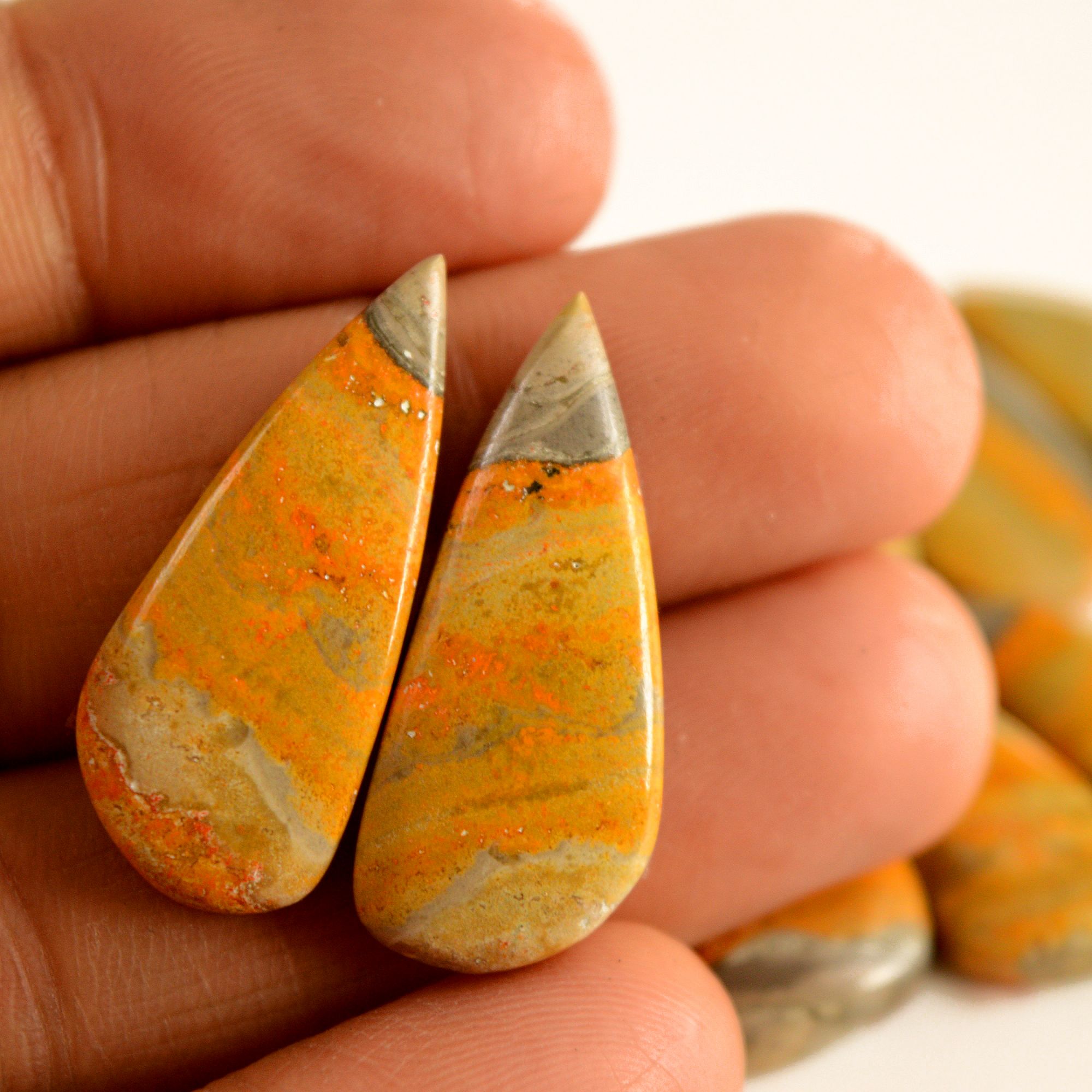 6 Pair 119 Cts Natural Bumble Bee Jasper Pairs Lot Natural Gemstone Lot For Jewelry Making Gift For Mom 30x12-22x11mm 13456