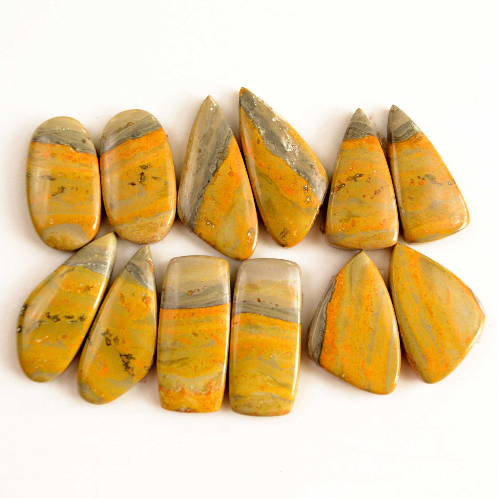 6 Pair 211 Cts Natural Bumble Bee Jasper Pairs Lot Natural Gemstone Lot For Jewelry Making Gift For Mom 34x15-27x14mm 13457