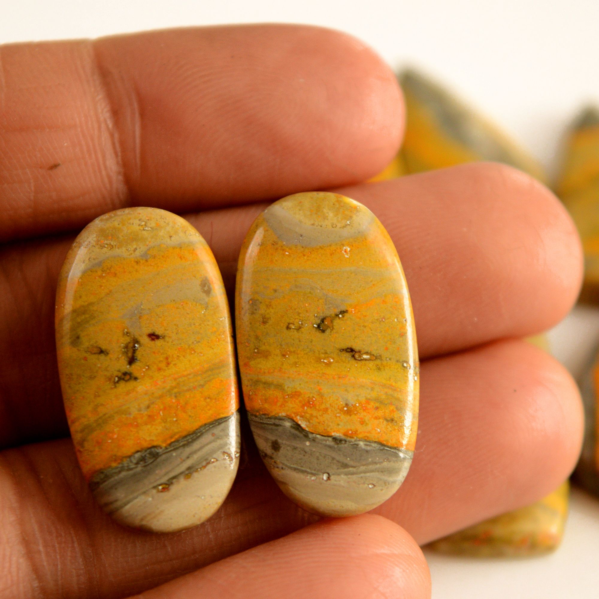 6 Pair 211 Cts Natural Bumble Bee Jasper Pairs Lot Natural Gemstone Lot For Jewelry Making Gift For Mom 34x15-27x14mm 13457