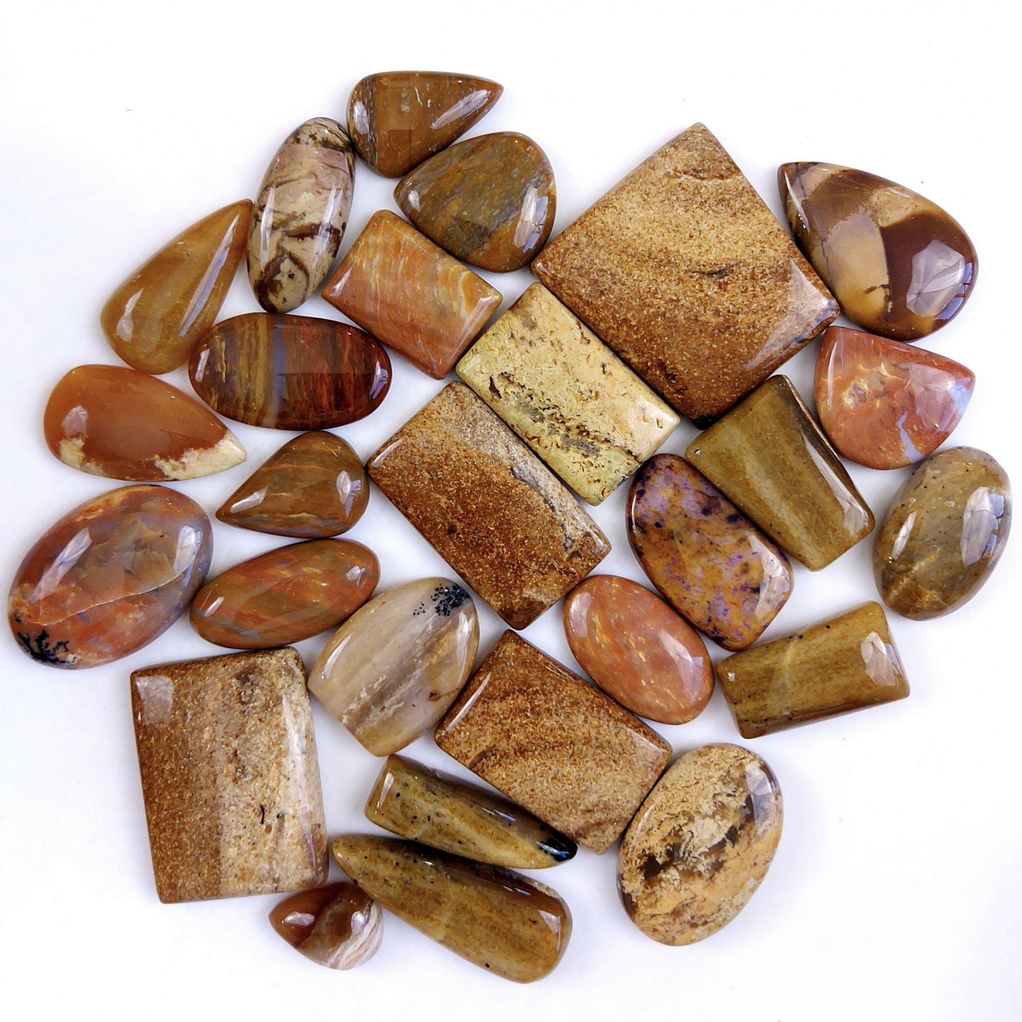 22Pcs 698Cts Natural Honey Dendrite Jasper Loose Cabochon Gemstone Lot  for Jewelry Making 34x27 14x12mm#1347