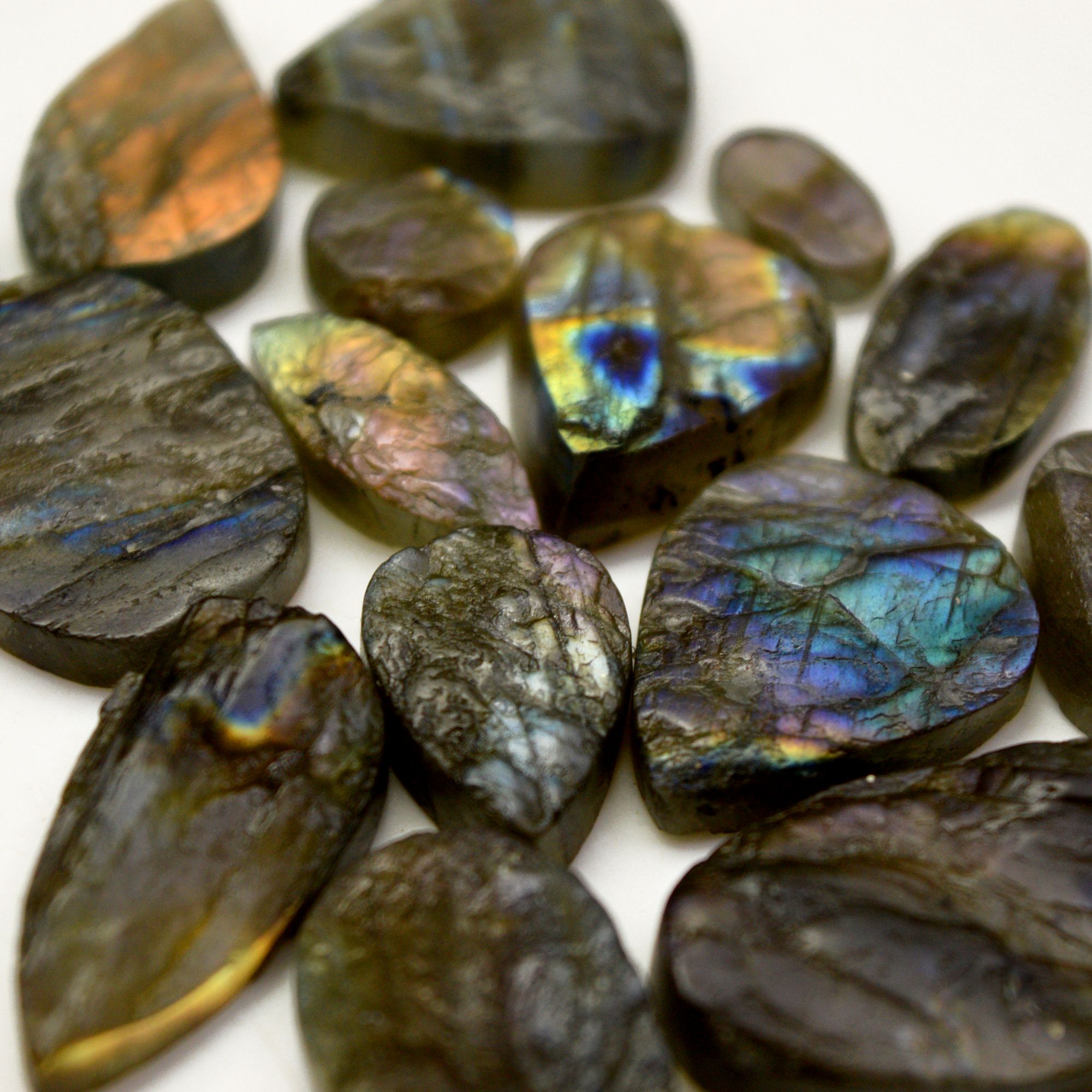 15 Pcs 218 Cts Natural Labradorite Druzy Rough Multi fire Mix Shape Gemstone Lot Size 11x6-30x16mm R-13472