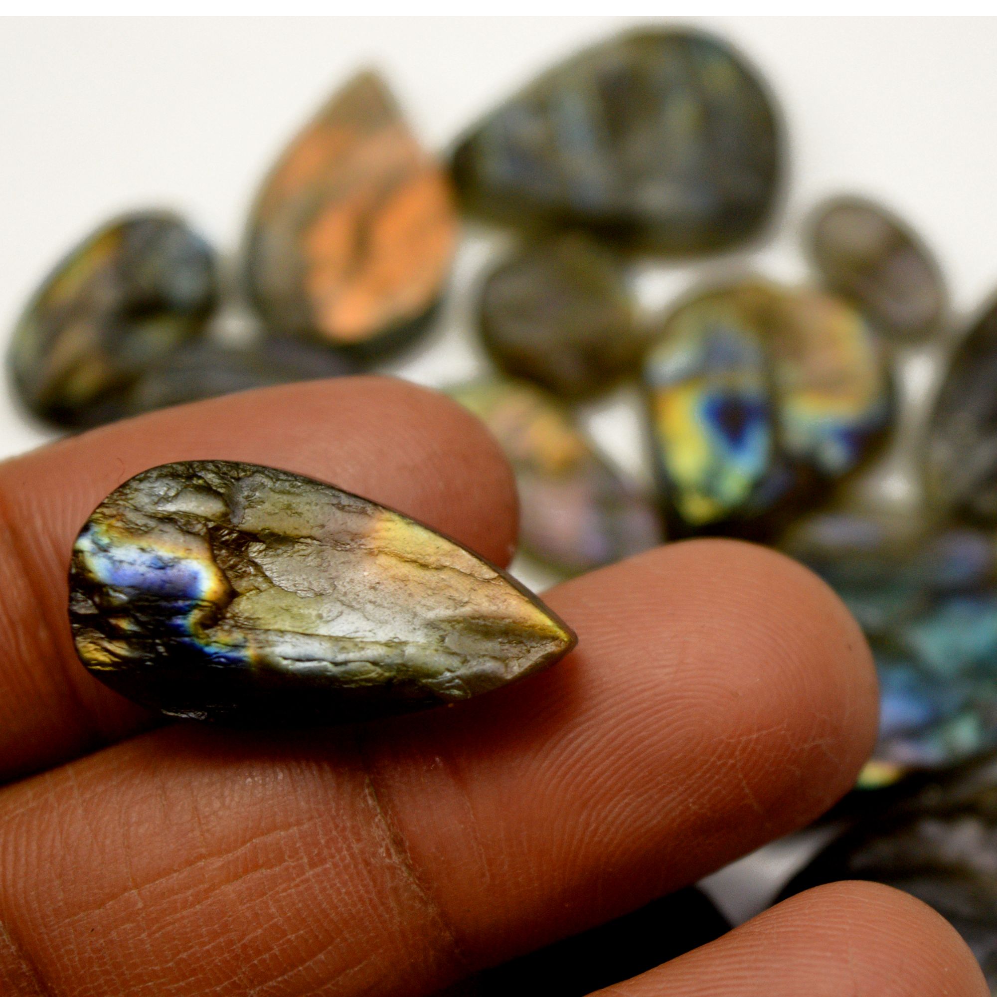 15 Pcs 218 Cts Natural Labradorite Druzy Rough Multi fire Mix Shape Gemstone Lot Size 11x6-30x16mm R-13472