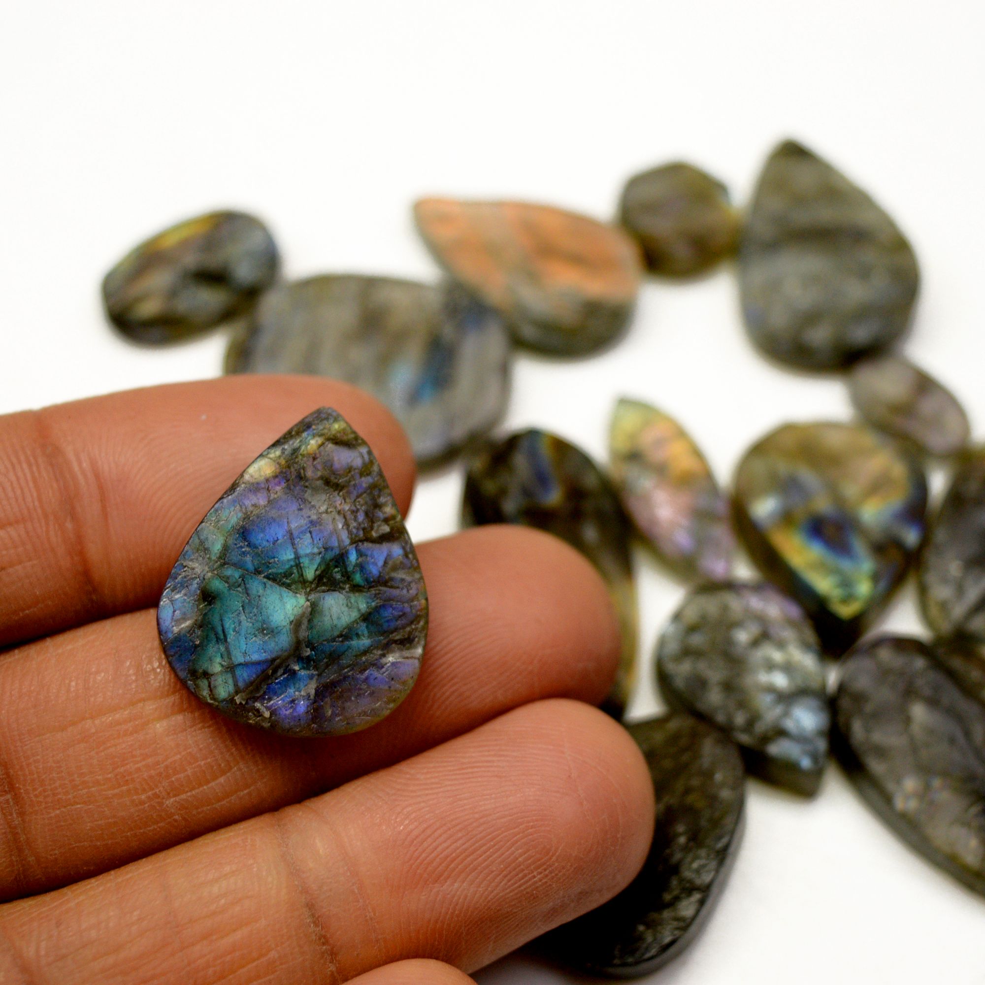15 Pcs 218 Cts Natural Labradorite Druzy Rough Multi fire Mix Shape Gemstone Lot Size 11x6-30x16mm R-13472