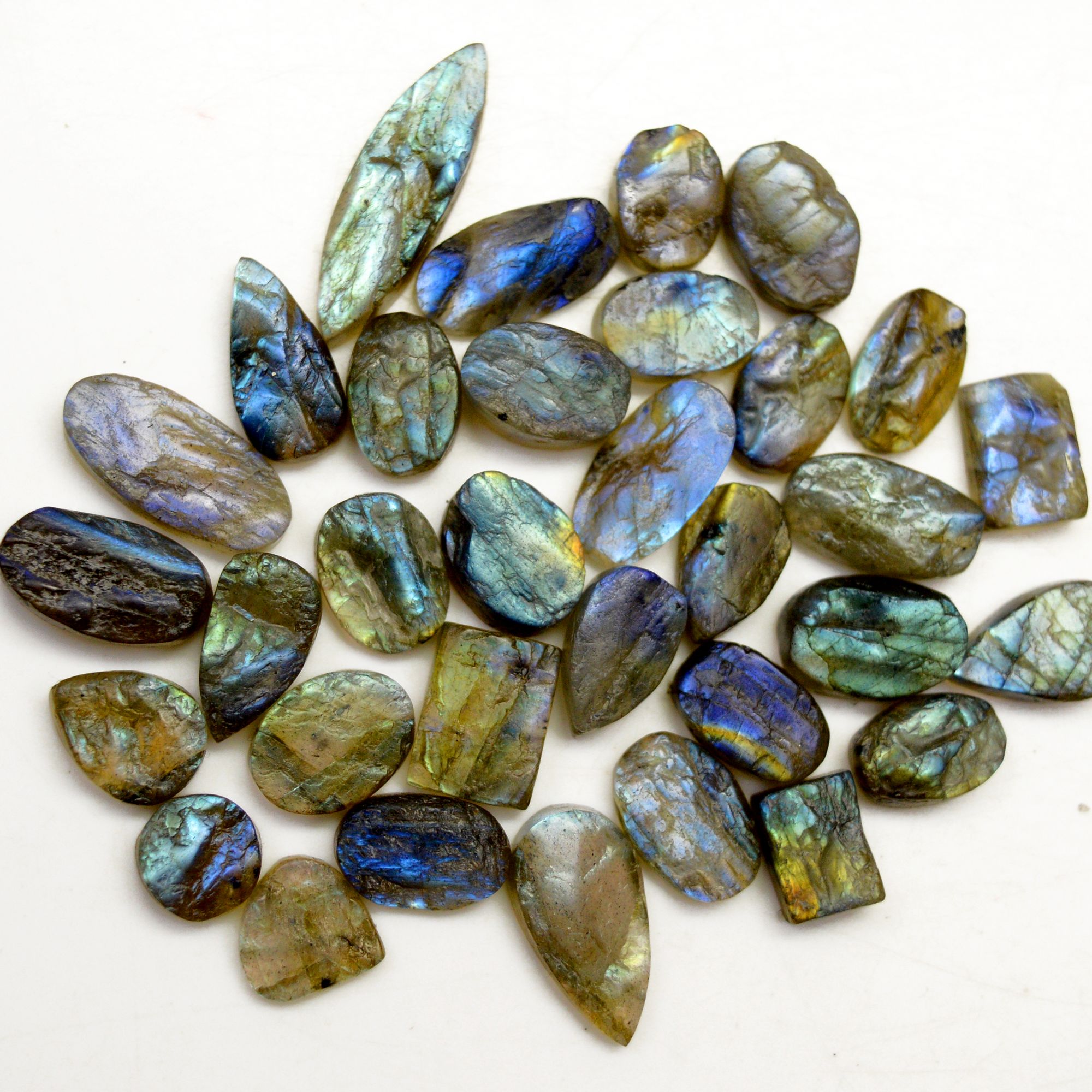 33 Pcs 144 Cts Natural Labradorite Druzy Rough Multi fire Mix Shape Gemstone Lot Size 8x8-25x7mm R-13476