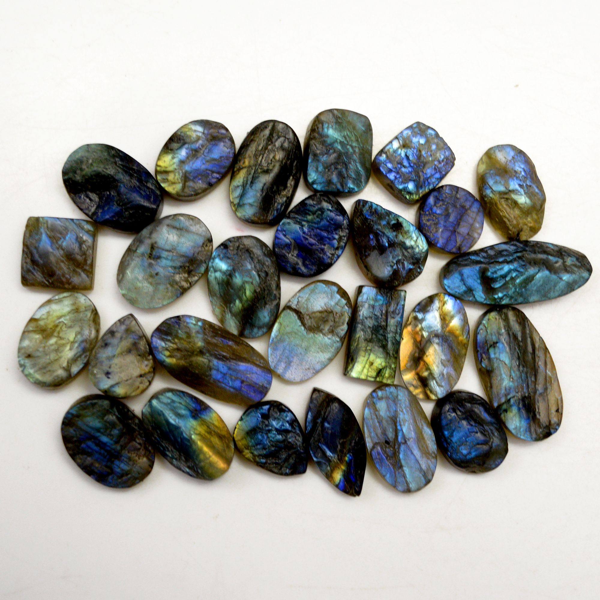 26 Pcs 198 Cts Natural Labradorite Druzy Rough Multi fire Mix Shape Gemstone Lot Size 10x10-23x9mm R-13477