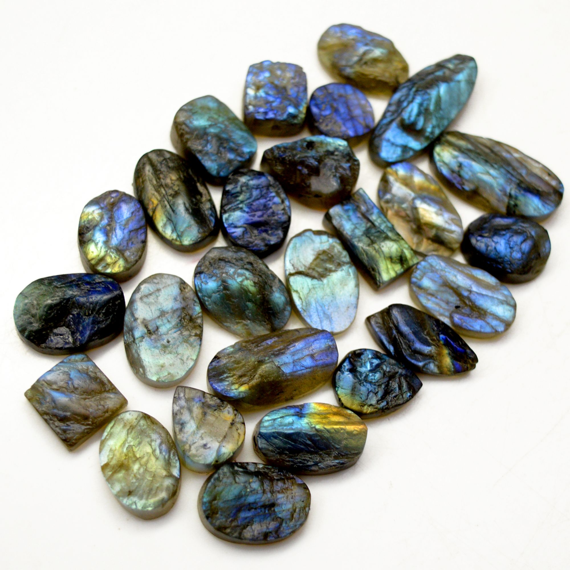 26 Pcs 198 Cts Natural Labradorite Druzy Rough Multi fire Mix Shape Gemstone Lot Size 10x10-23x9mm R-13477