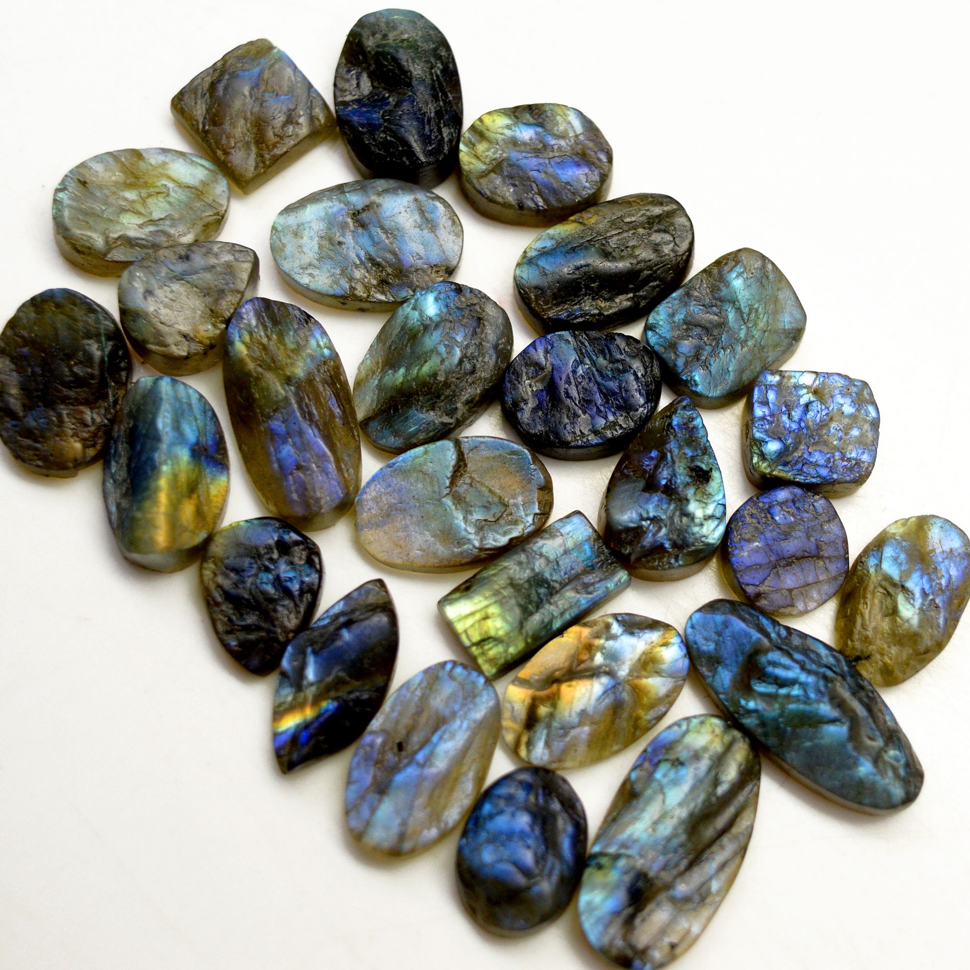 26 Pcs 198 Cts Natural Labradorite Druzy Rough Multi fire Mix Shape Gemstone Lot Size 10x10-23x9mm R-13477