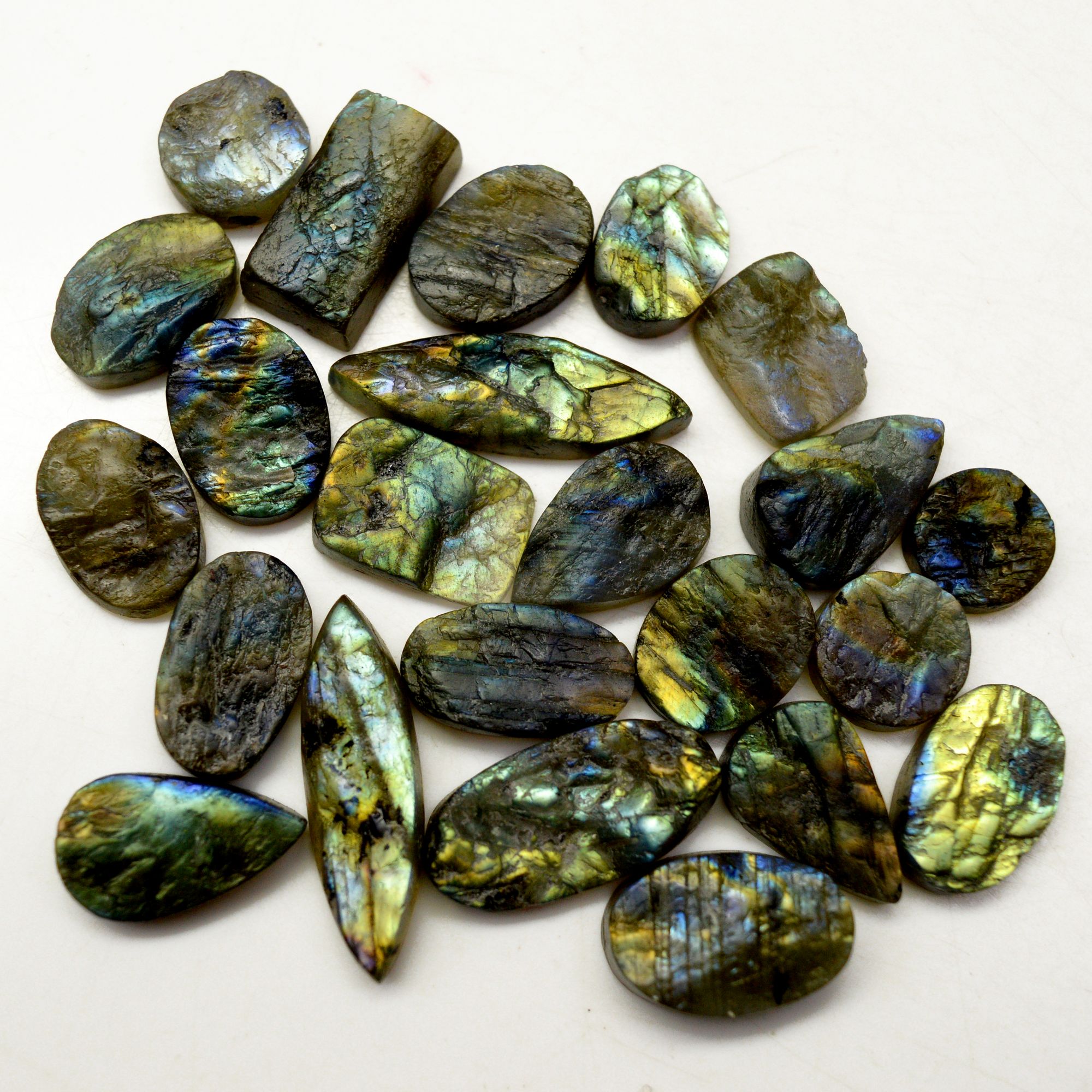 23 Pcs 248 Cts Natural Labradorite Druzy Rough Multi fire Mix Shape Gemstone Lot Size 11x11-30x9mm R-13478