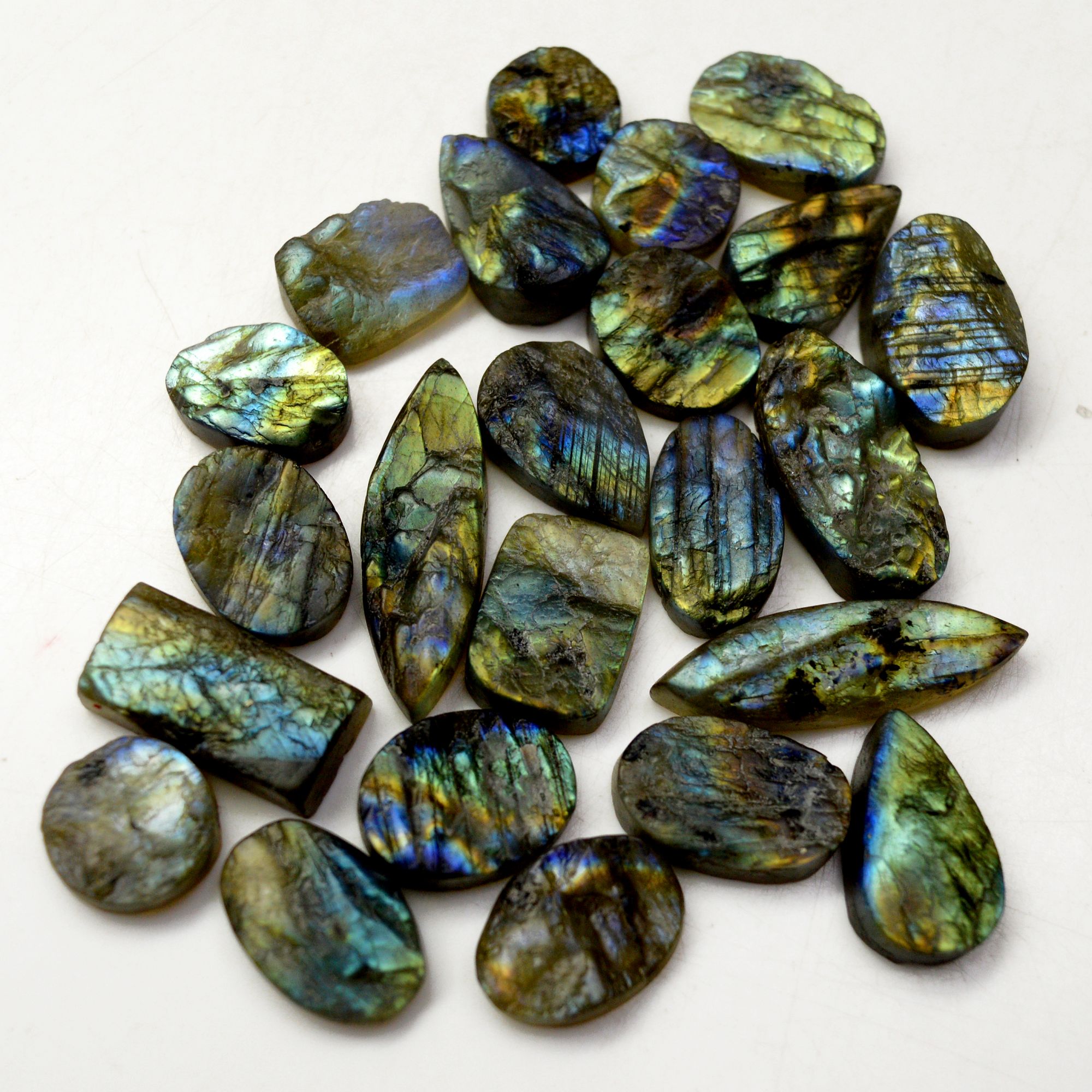23 Pcs 248 Cts Natural Labradorite Druzy Rough Multi fire Mix Shape Gemstone Lot Size 11x11-30x9mm R-13478