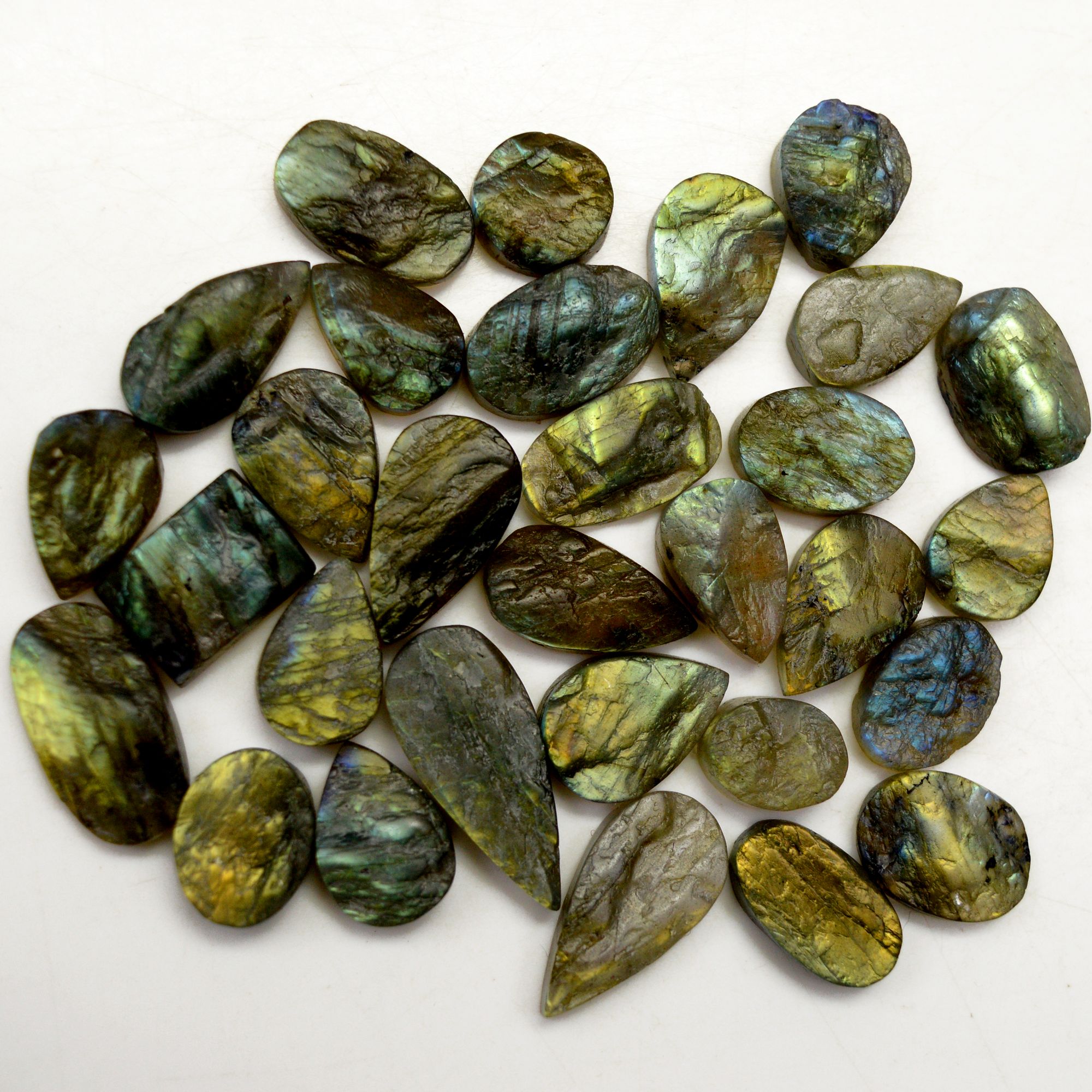 30 Pcs 222 Cts Natural Labradorite Druzy Rough Multi fire Mix Shape Gemstone Lot Size 11x8-23x10mm R-13479