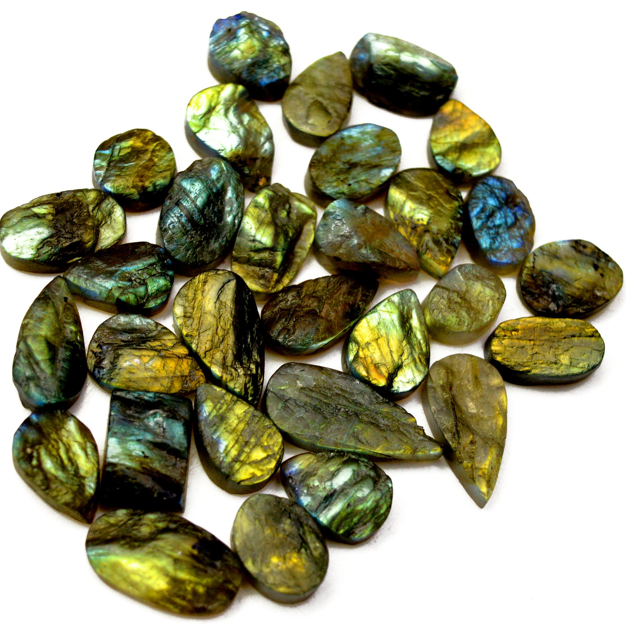 30 Pcs 222 Cts Natural Labradorite Druzy Rough Multi fire Mix Shape Gemstone Lot Size 11x8-23x10mm R-13479