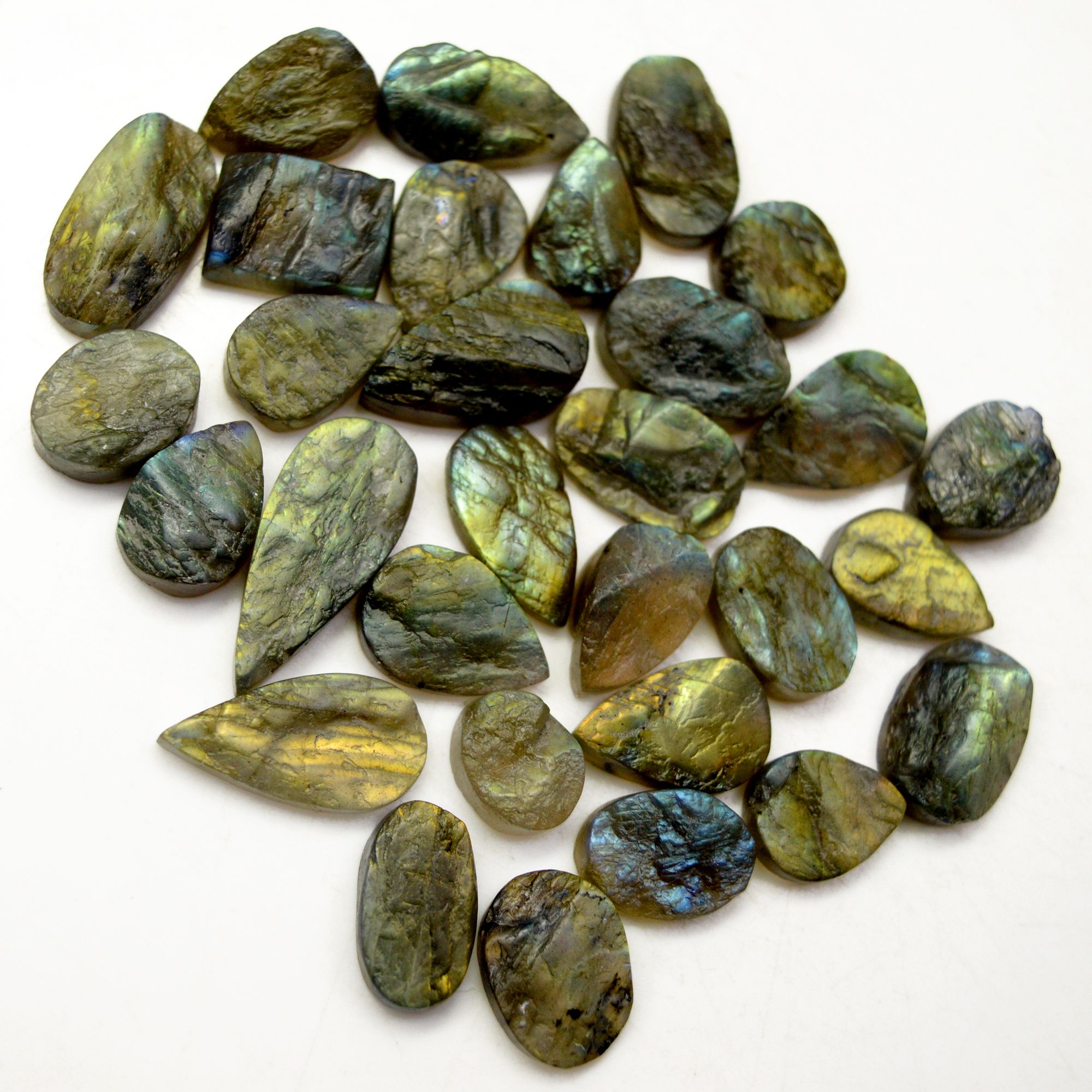 30 Pcs 222 Cts Natural Labradorite Druzy Rough Multi fire Mix Shape Gemstone Lot Size 11x8-23x10mm R-13479