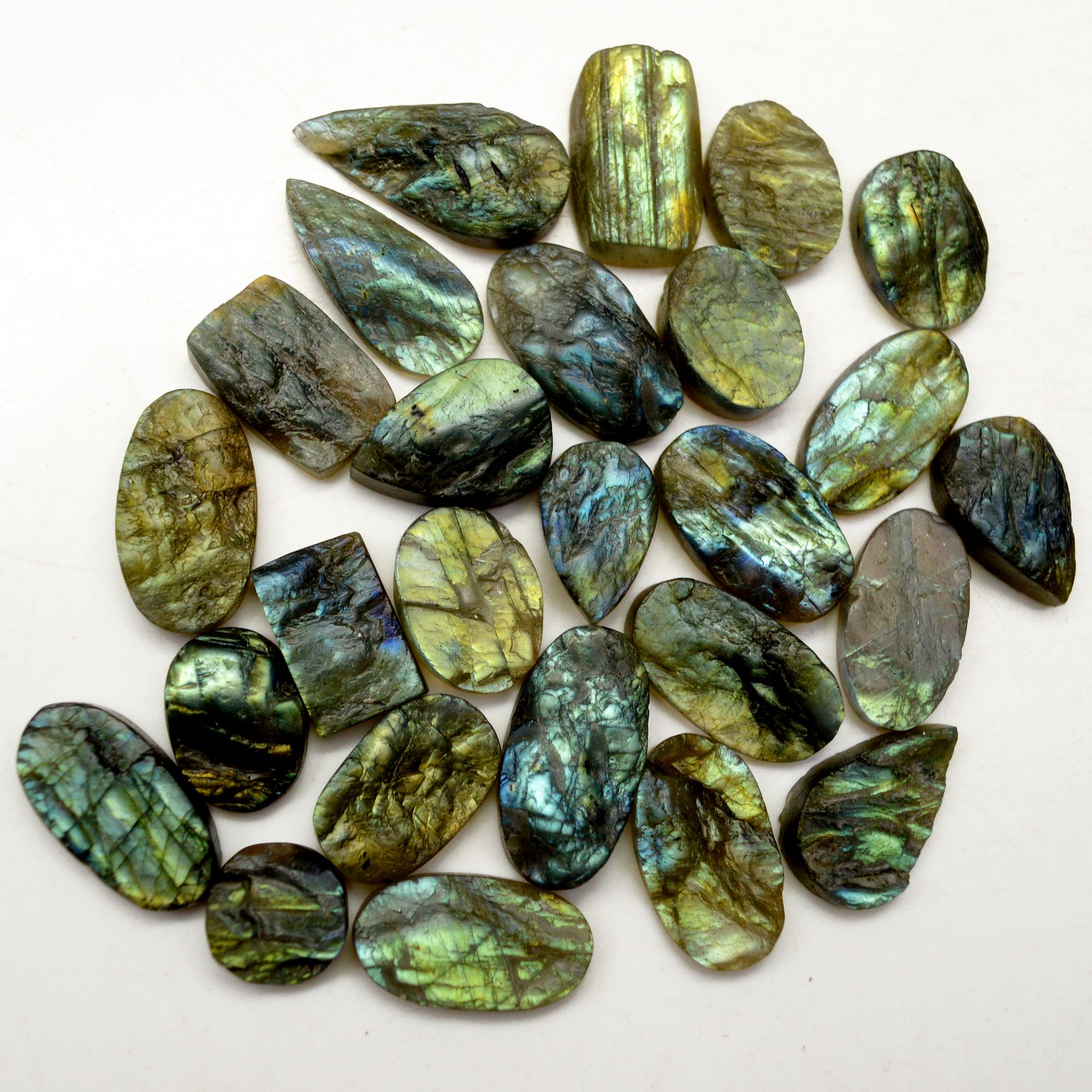 26 Pcs 304 Cts Natural Labradorite Druzy Rough Multi fire Mix Shape Gemstone Lot Size 12x12-26x12mm R-13480