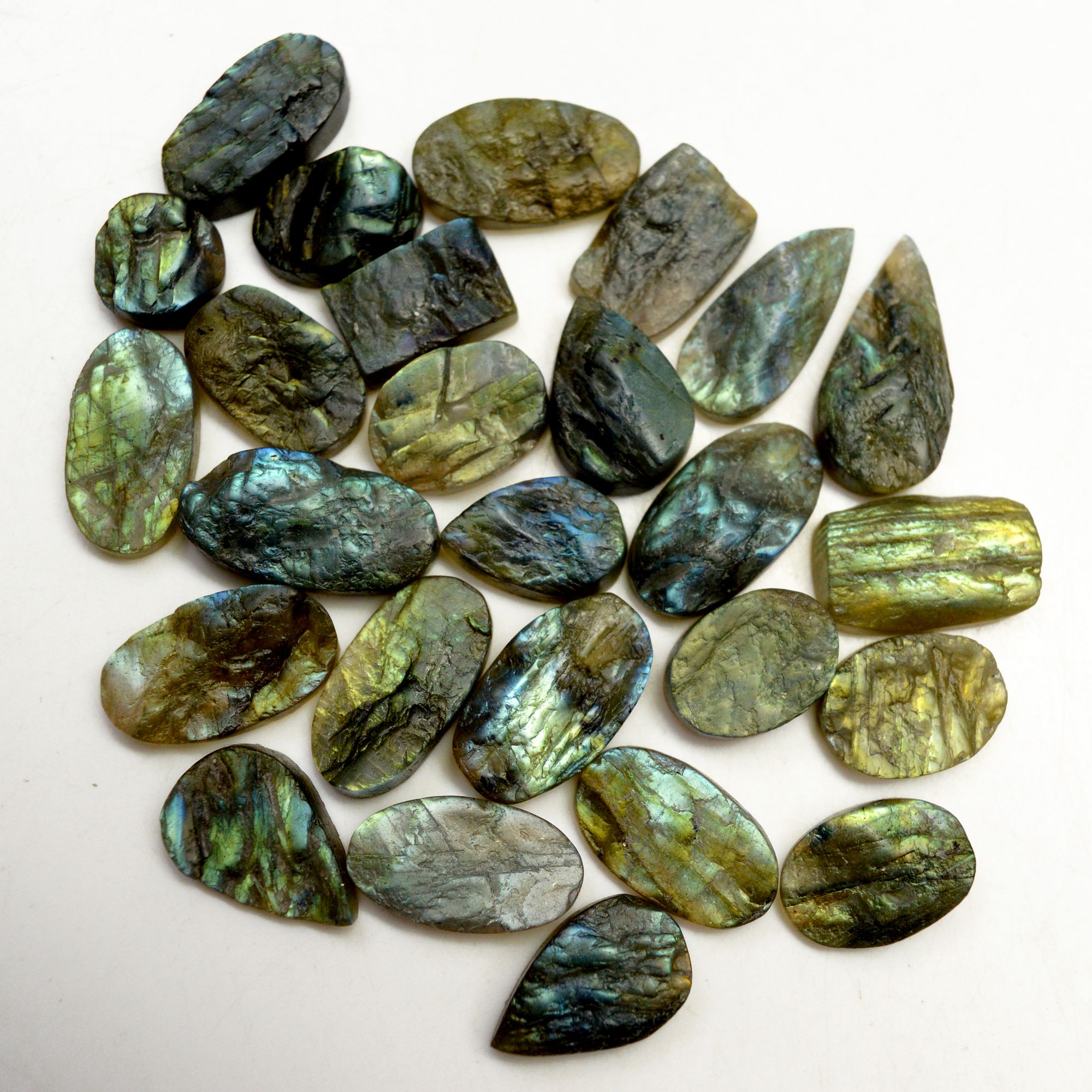 26 Pcs 304 Cts Natural Labradorite Druzy Rough Multi fire Mix Shape Gemstone Lot Size 12x12-26x12mm R-13480