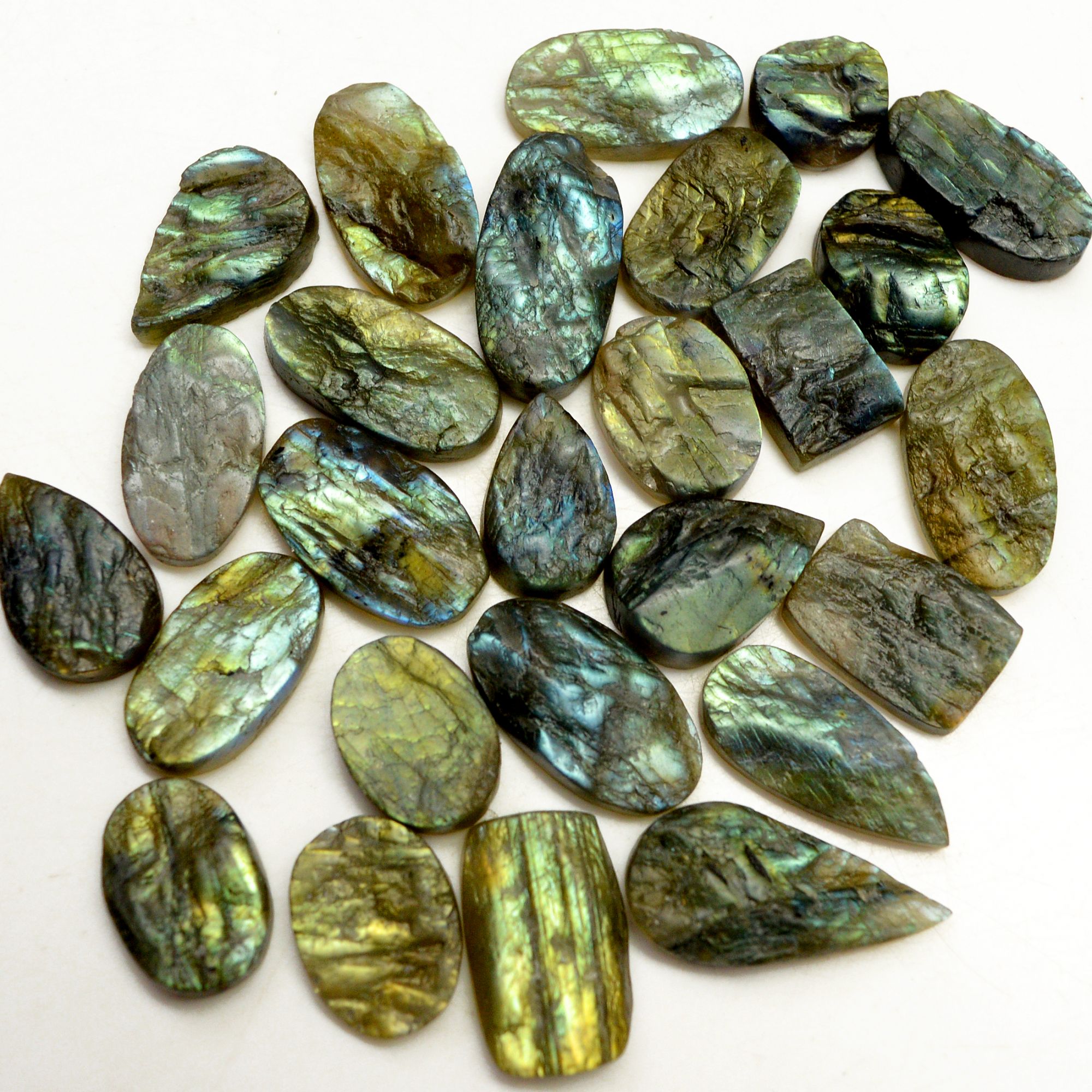 26 Pcs 304 Cts Natural Labradorite Druzy Rough Multi fire Mix Shape Gemstone Lot Size 12x12-26x12mm R-13480