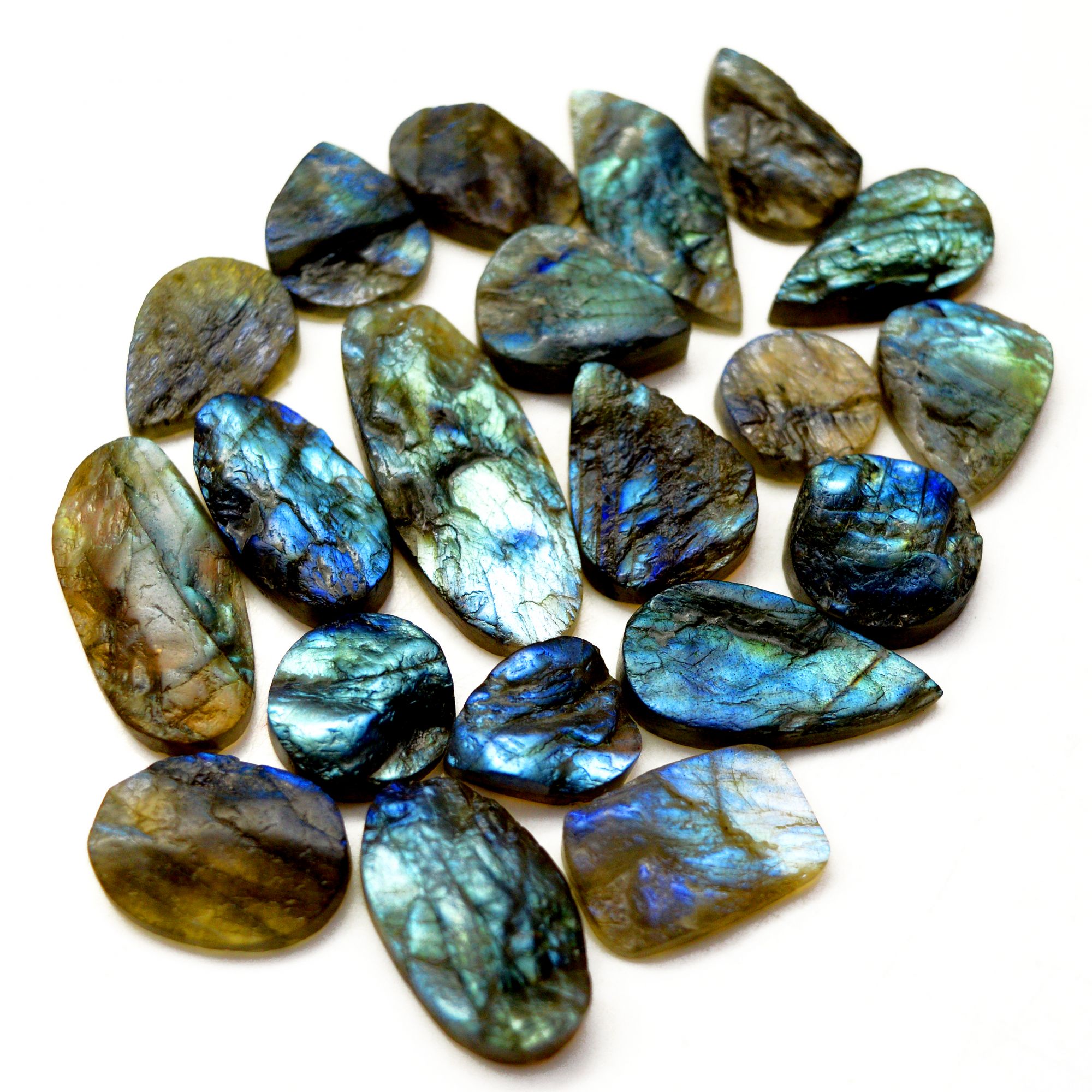 20 Pcs 317 Cts Natural Labradorite Druzy Rough Multi fire Mix Shape Gemstone Lot Size 14x14-38x15mm R-13482
