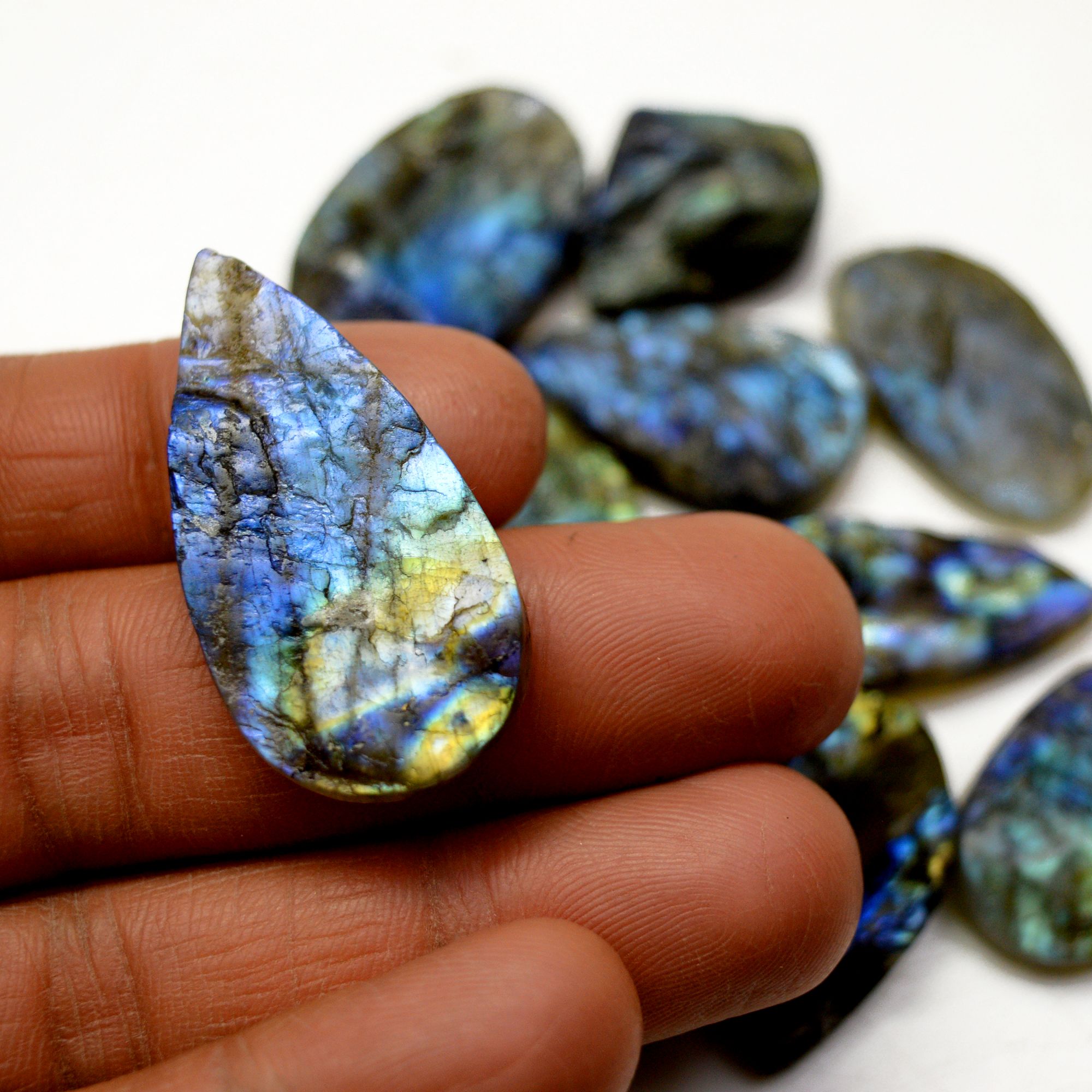 12 Pcs 312 Cts Natural Labradorite Druzy Rough Multi fire Mix Shape Gemstone Lot Size 17x17-38x19mm R-13484