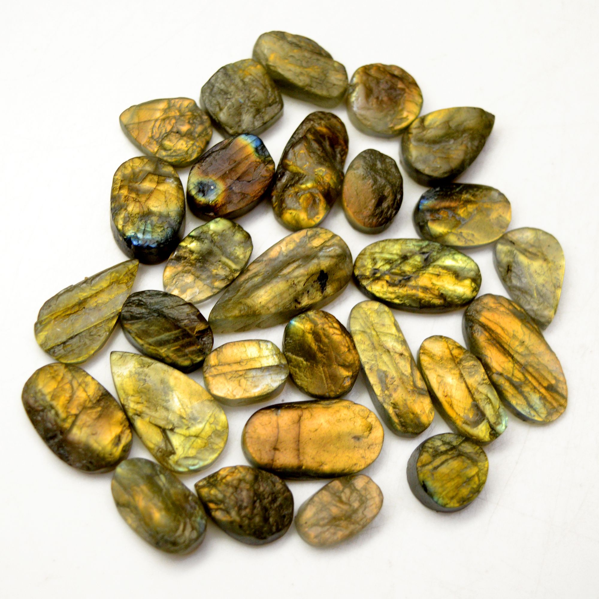 28 Pcs 195 Cts Natural Labradorite Druzy Rough Multi fire Mix Shape Gemstone Lot Size 11x7-23x10mm R-13486