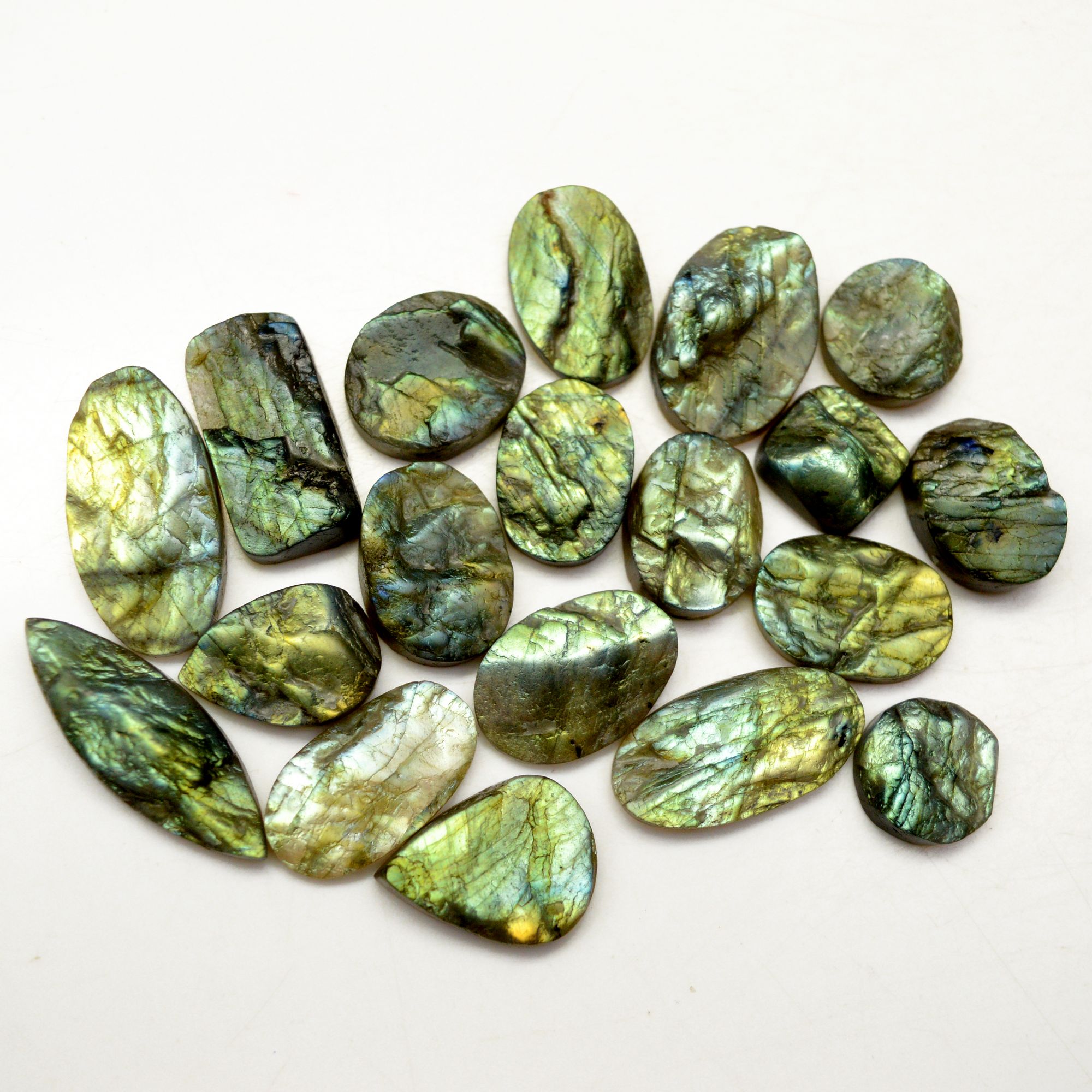 19 Pcs 305 Cts Natural Labradorite Druzy Rough Multi fire Mix Shape Gemstone Lot Size 14x14-29x14mm R-13488