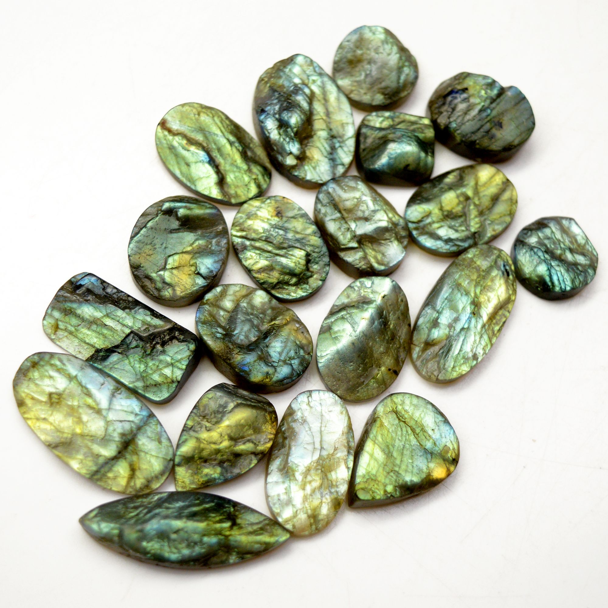 19 Pcs 305 Cts Natural Labradorite Druzy Rough Multi fire Mix Shape Gemstone Lot Size 14x14-29x14mm R-13488