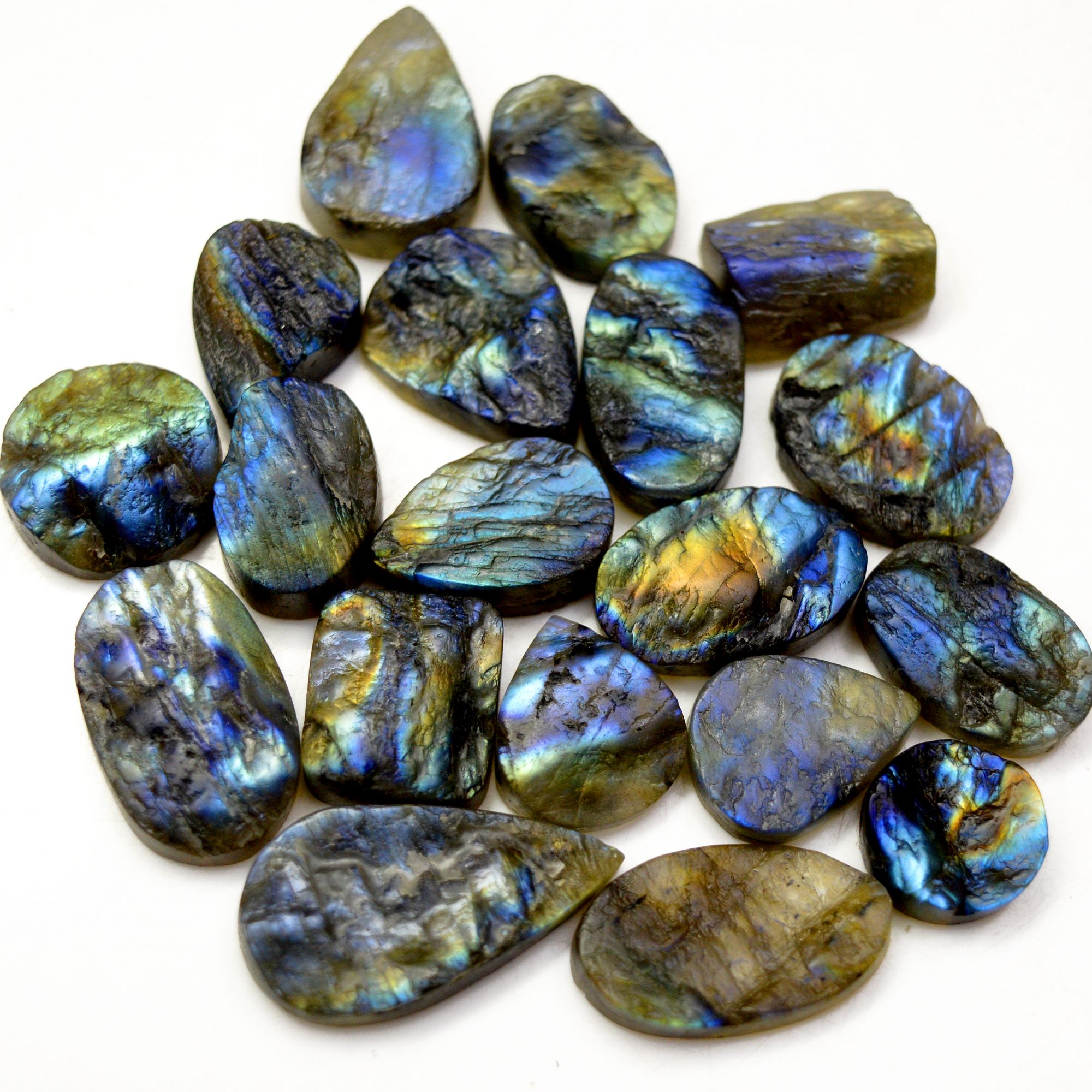 19 Pcs 298 Cts Natural Labradorite Druzy Rough Multi fire Mix Shape Gemstone Lot Size 13x13-29x15mm R-13490