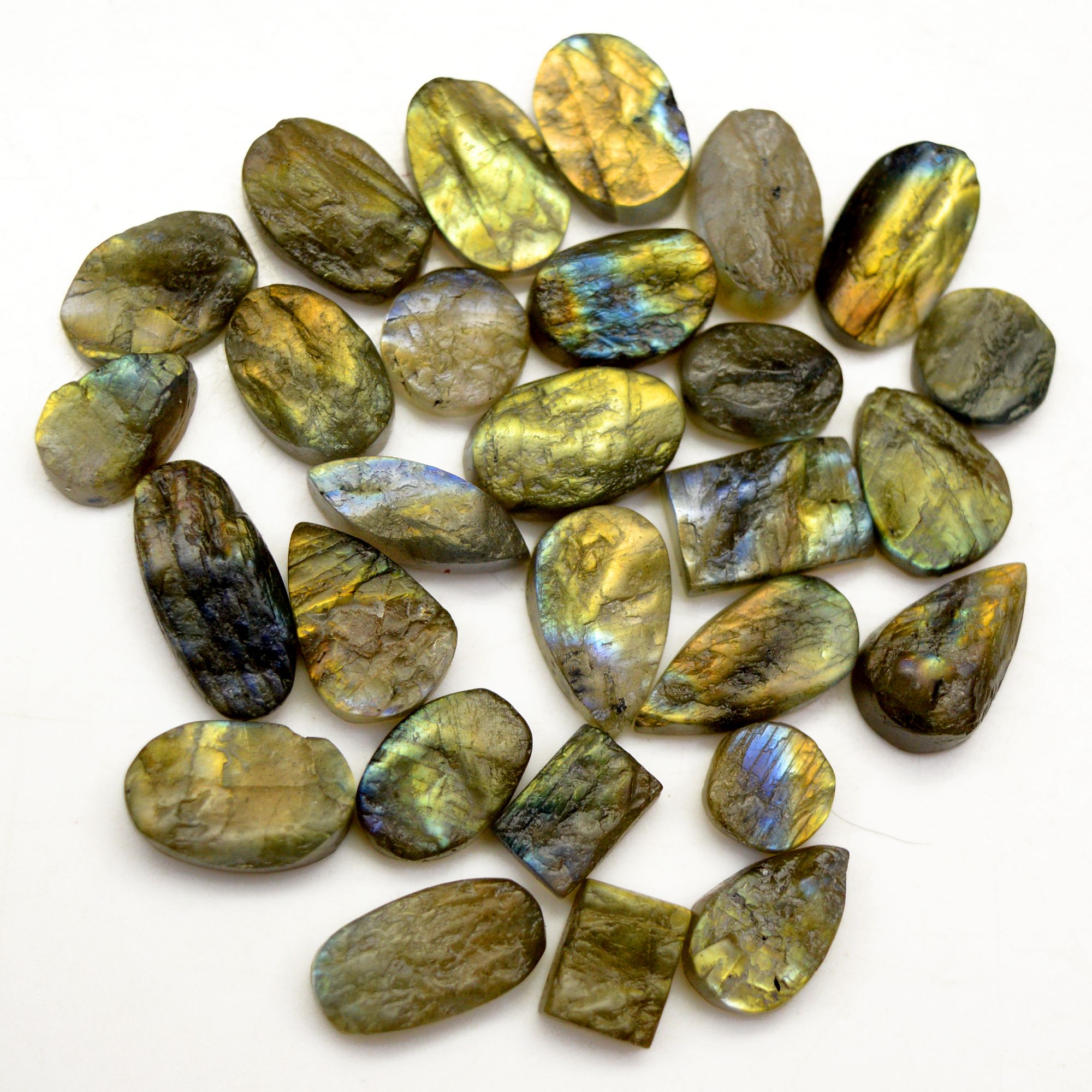 28 Pcs 129 Cts Natural Labradorite Druzy Rough Multi fire Mix Shape Gemstone Lot Size 8x8-17x7mm R-13491