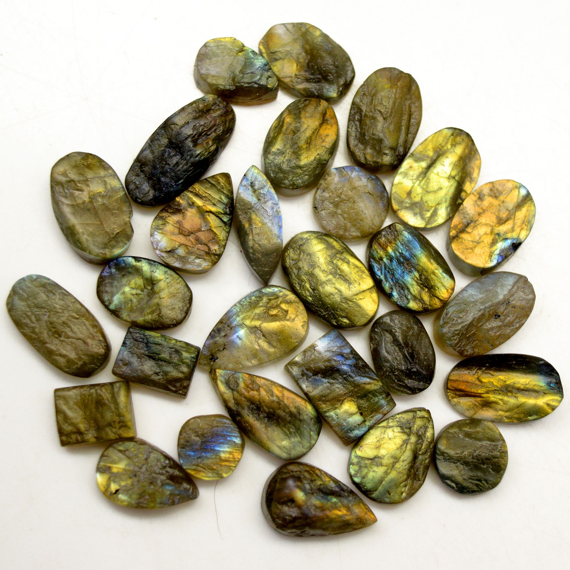 28 Pcs 129 Cts Natural Labradorite Druzy Rough Multi fire Mix Shape Gemstone Lot Size 8x8-17x7mm R-13491