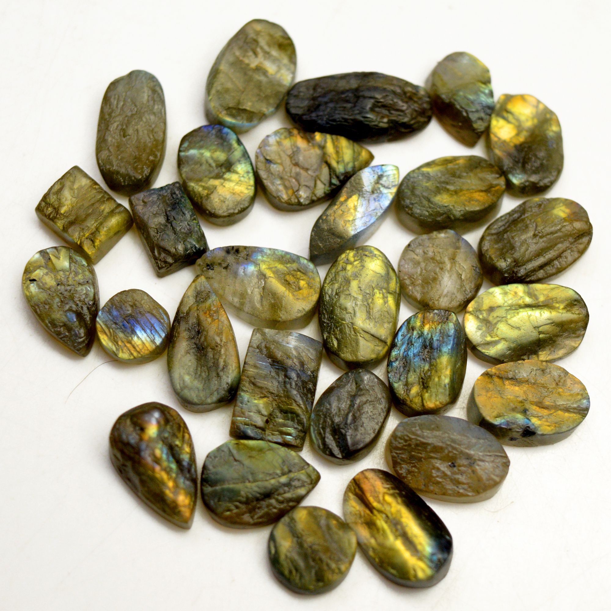 28 Pcs 129 Cts Natural Labradorite Druzy Rough Multi fire Mix Shape Gemstone Lot Size 8x8-17x7mm R-13491