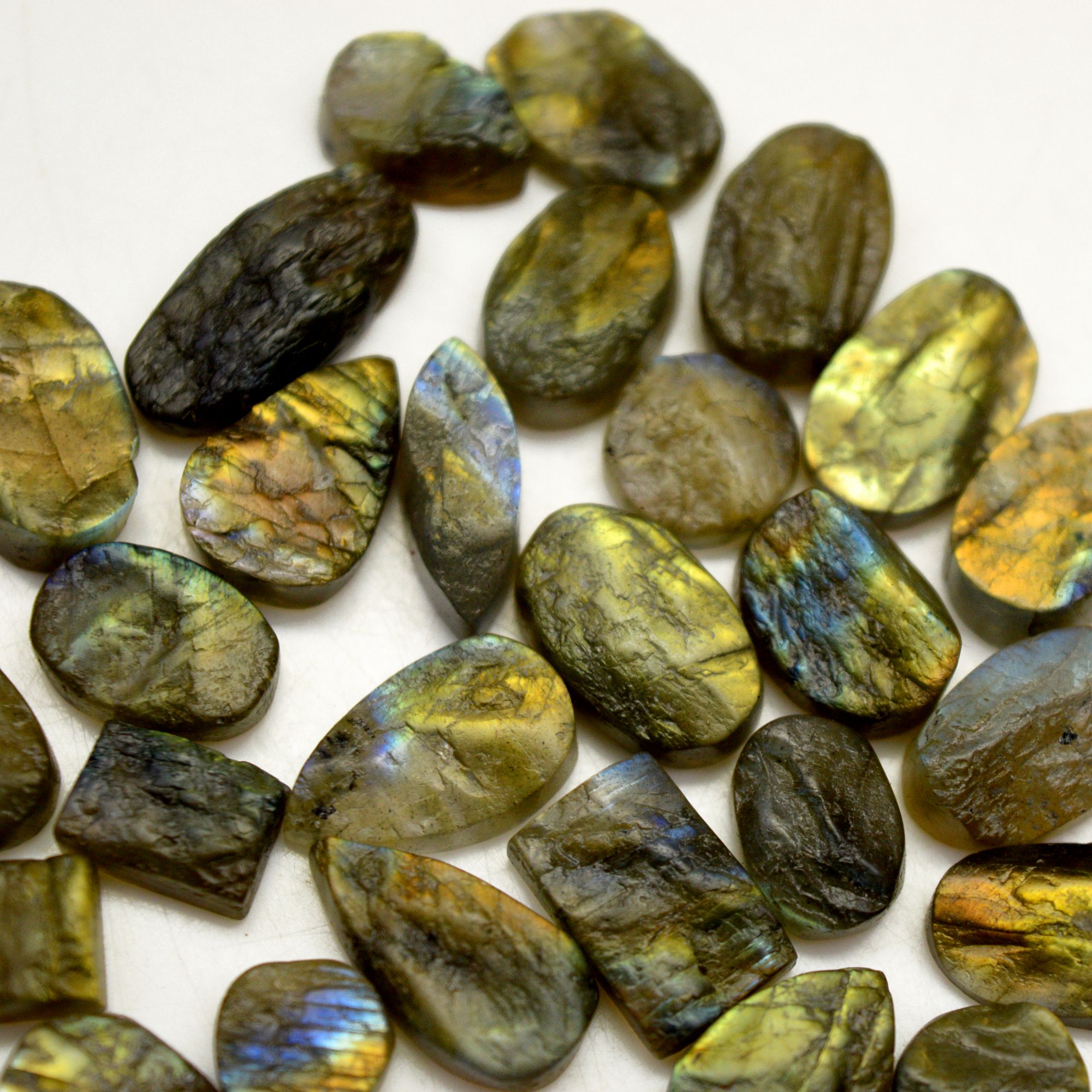 28 Pcs 129 Cts Natural Labradorite Druzy Rough Multi fire Mix Shape Gemstone Lot Size 8x8-17x7mm R-13491