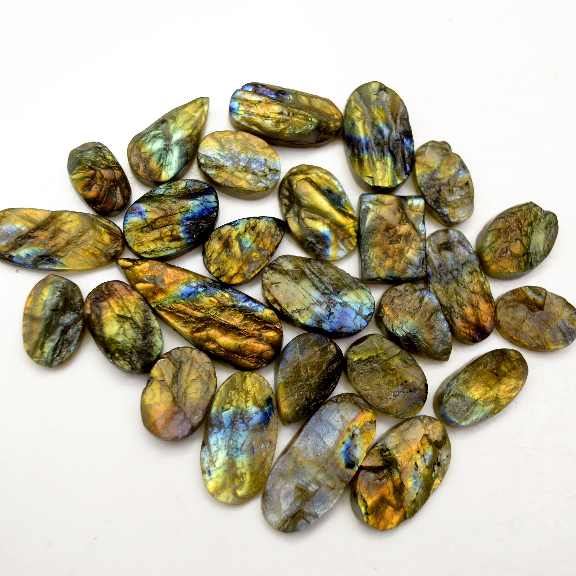26 Pcs 203 Cts Natural Labradorite Druzy Rough Multi fire Mix Shape Gemstone Lot Size 12x7-28x10mm R-13492