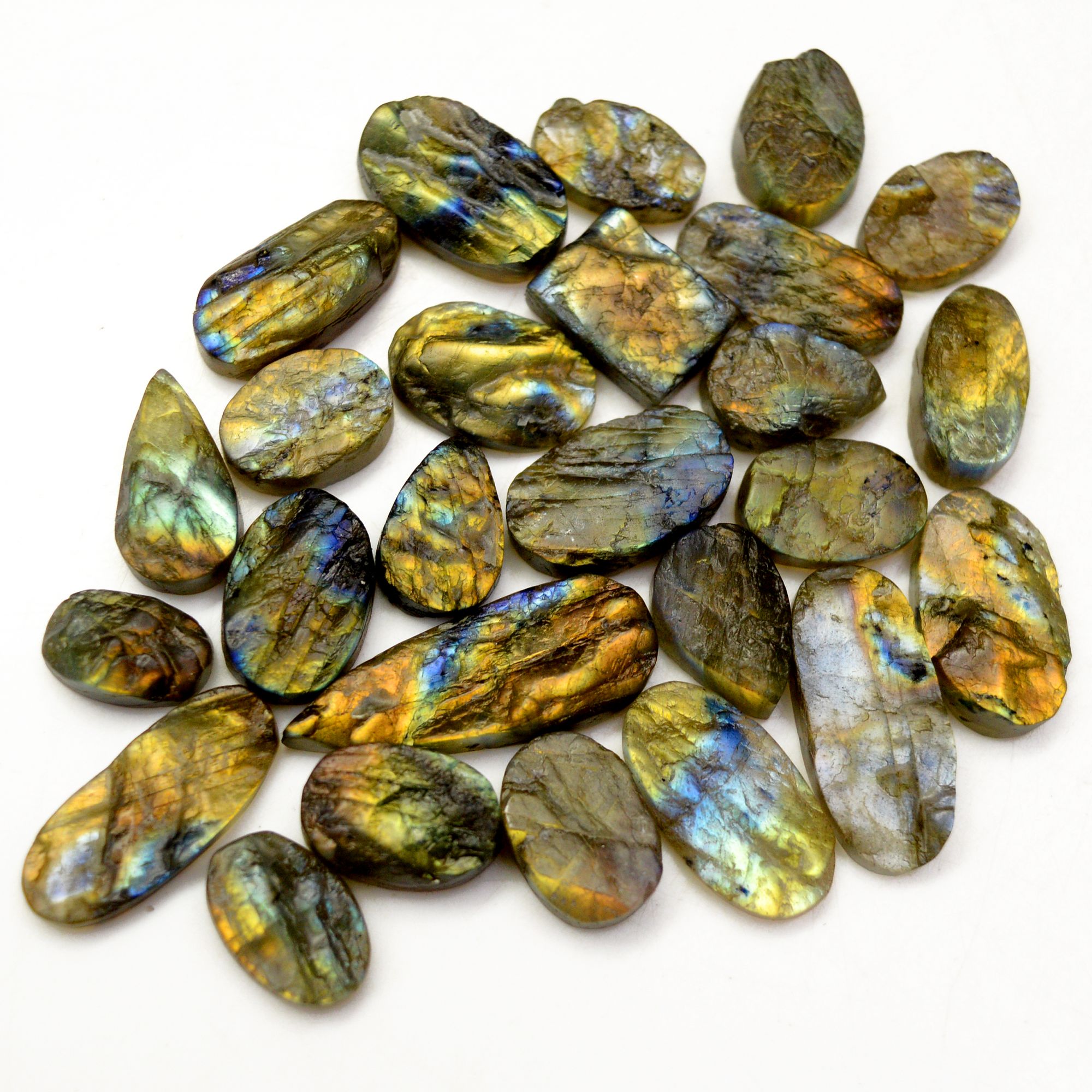 26 Pcs 203 Cts Natural Labradorite Druzy Rough Multi fire Mix Shape Gemstone Lot Size 12x7-28x10mm R-13492
