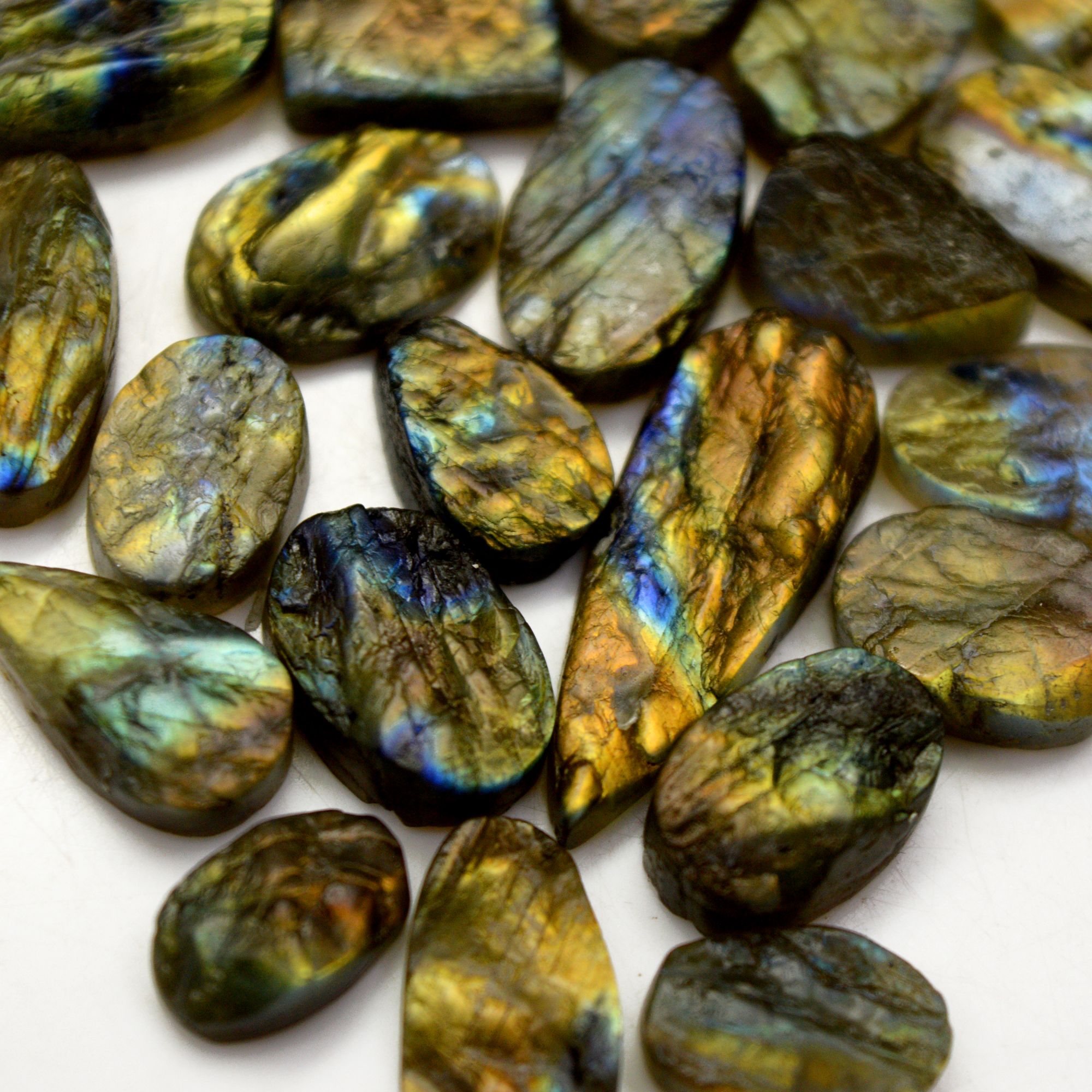 26 Pcs 203 Cts Natural Labradorite Druzy Rough Multi fire Mix Shape Gemstone Lot Size 12x7-28x10mm R-13492