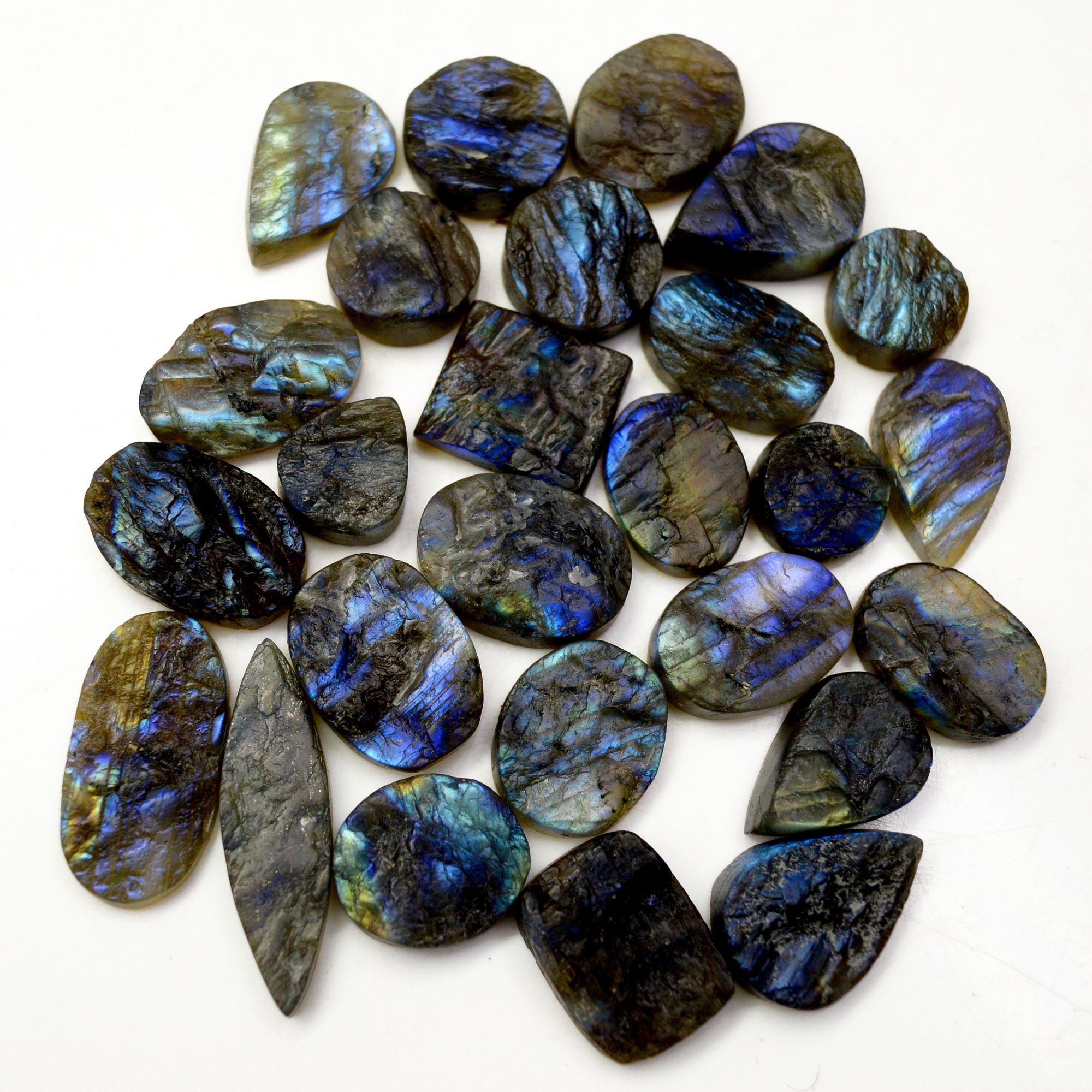 26 Pcs 433 Cts Natural Labradorite Druzy Rough Multi fire Mix Shape Gemstone Lot Size 13x13-28x14mm R-13494