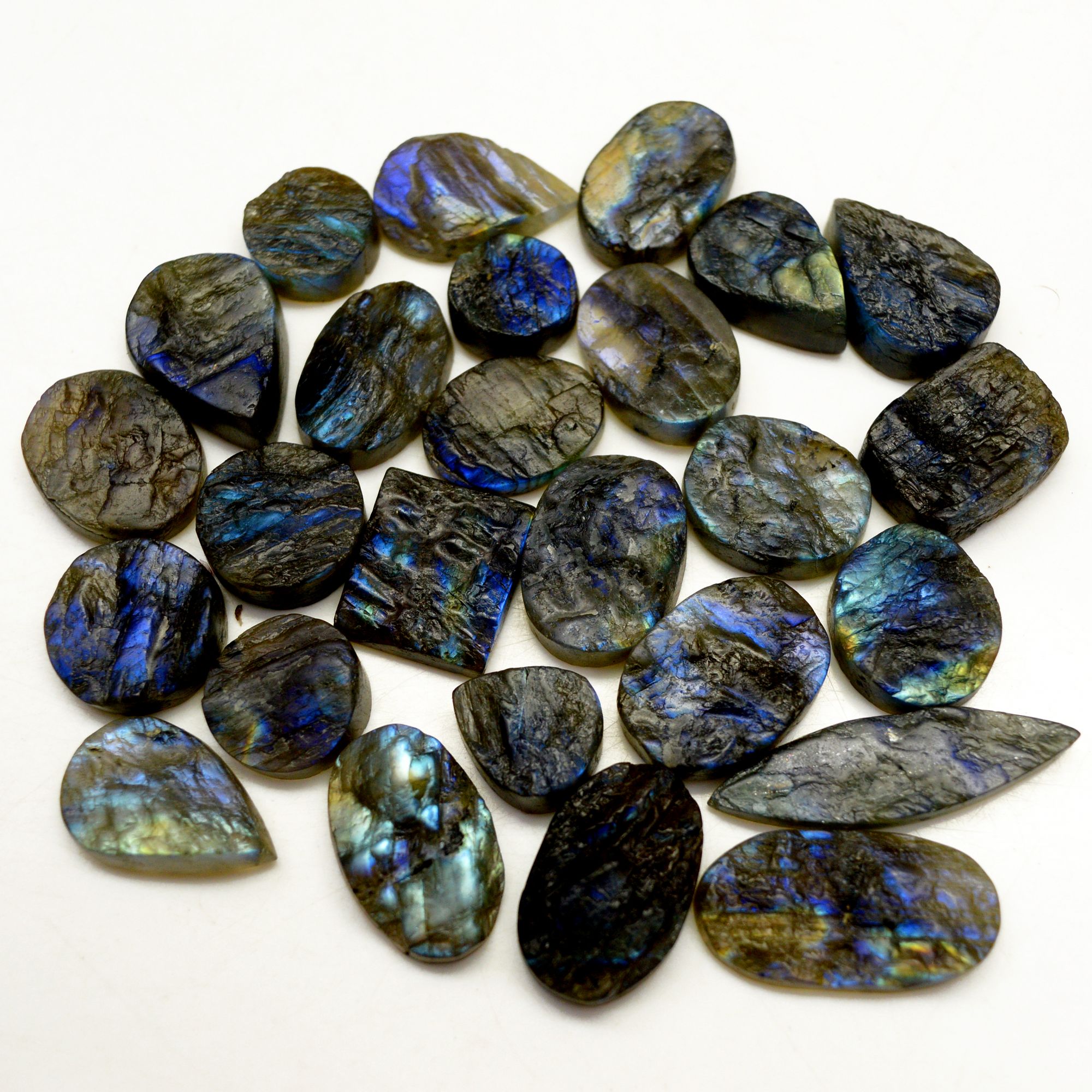 26 Pcs 433 Cts Natural Labradorite Druzy Rough Multi fire Mix Shape Gemstone Lot Size 13x13-28x14mm R-13494
