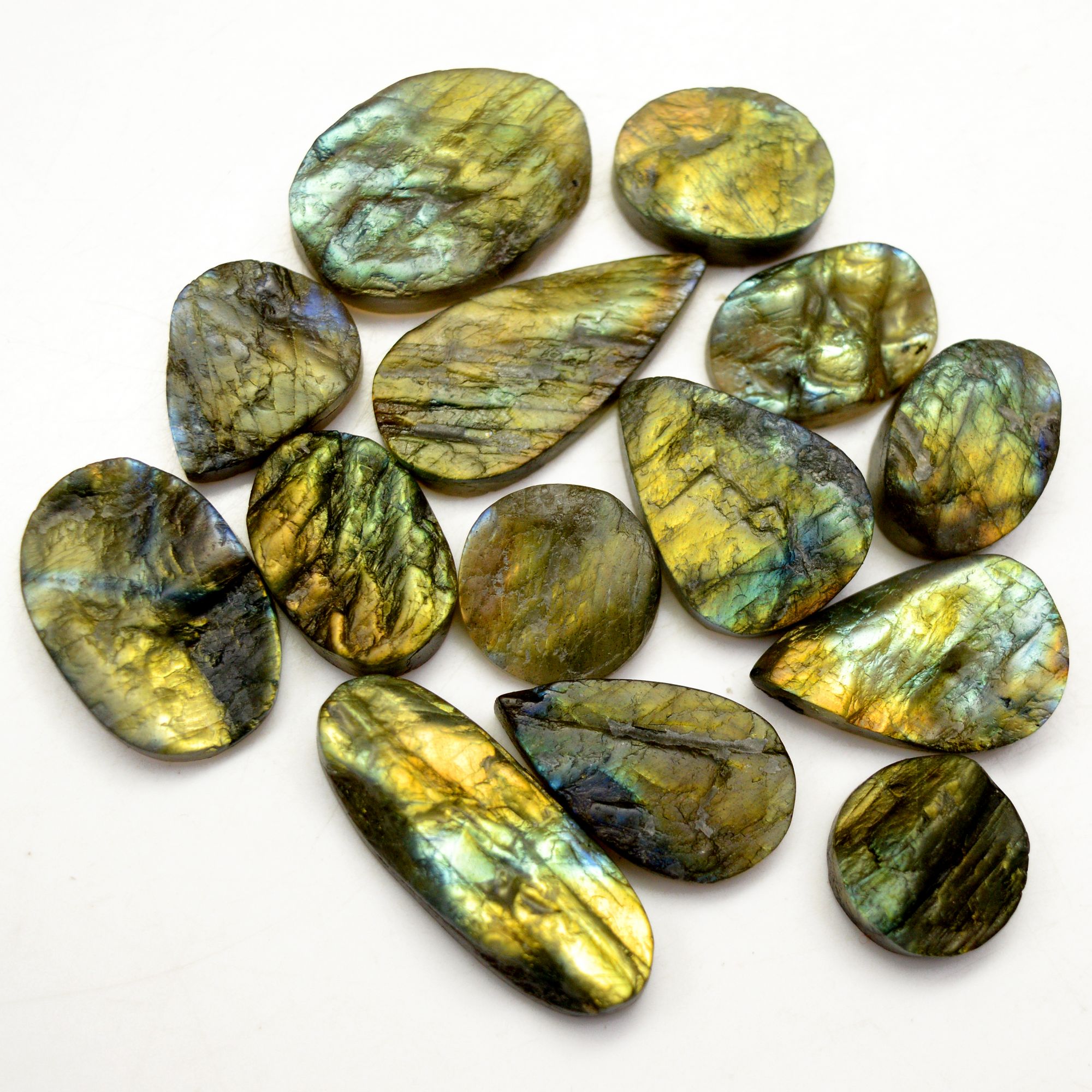 14 Pcs 223 Cts Natural Labradorite Druzy Rough Multi fire Mix Shape Gemstone Lot Size 14x14-31x12mm R-13498