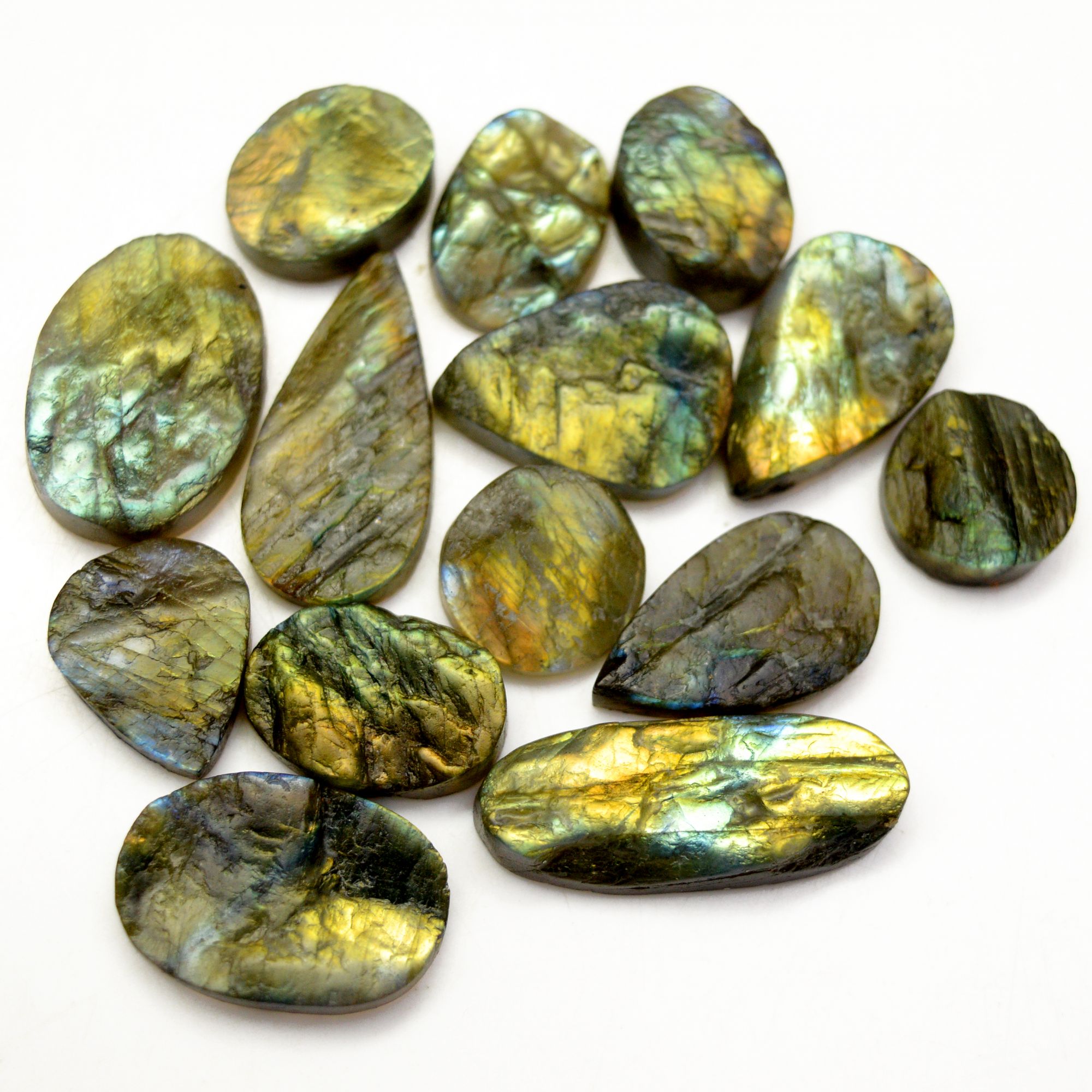 14 Pcs 223 Cts Natural Labradorite Druzy Rough Multi fire Mix Shape Gemstone Lot Size 14x14-31x12mm R-13498