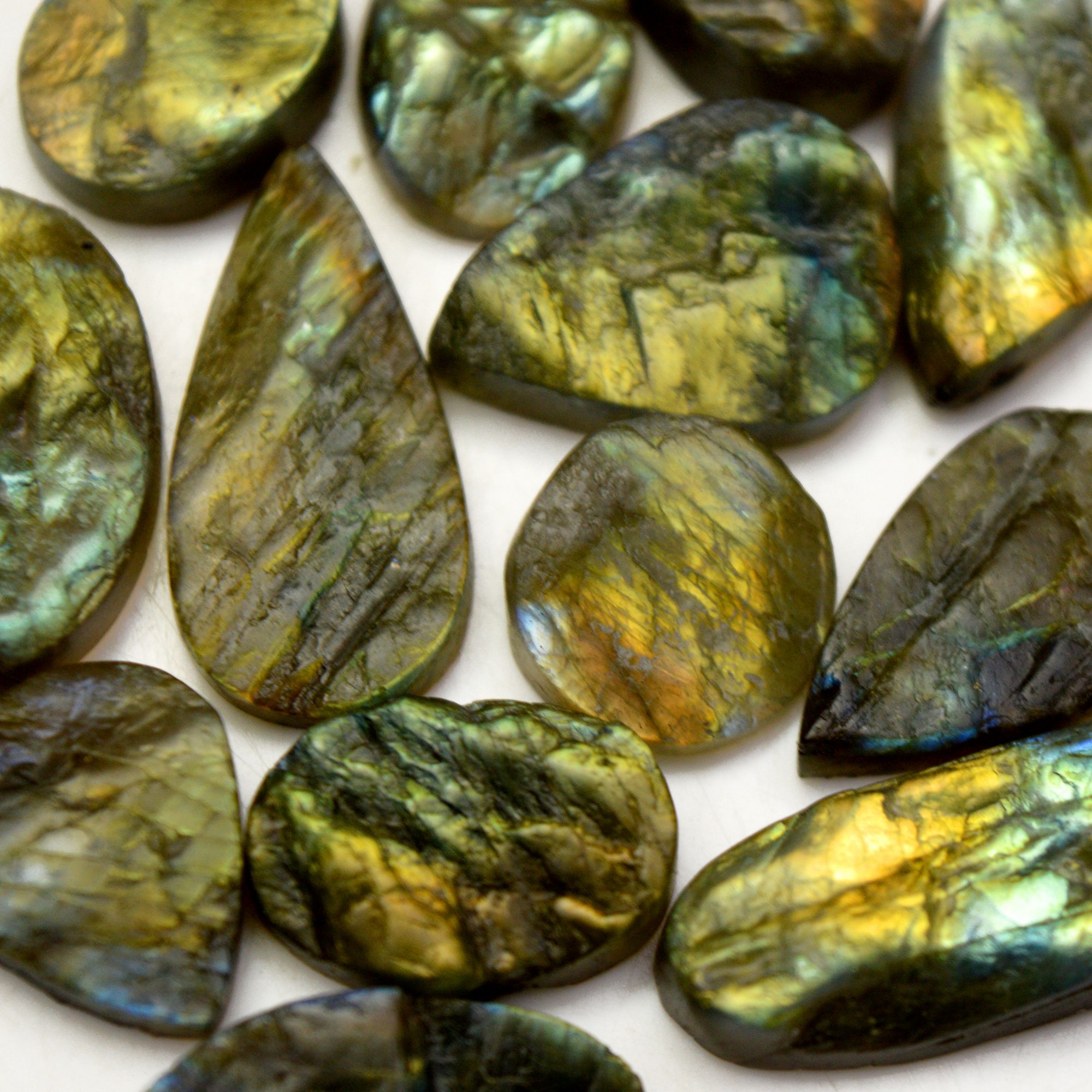 14 Pcs 223 Cts Natural Labradorite Druzy Rough Multi fire Mix Shape Gemstone Lot Size 14x14-31x12mm R-13498