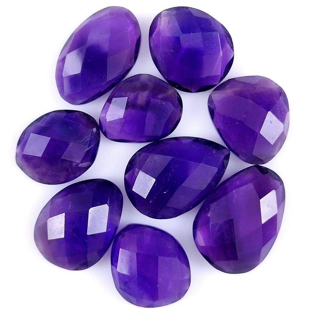 9Pcs 83Cts. Natural Amethyst Faceted Cabochon Loose Gemstone For Jewelry#135