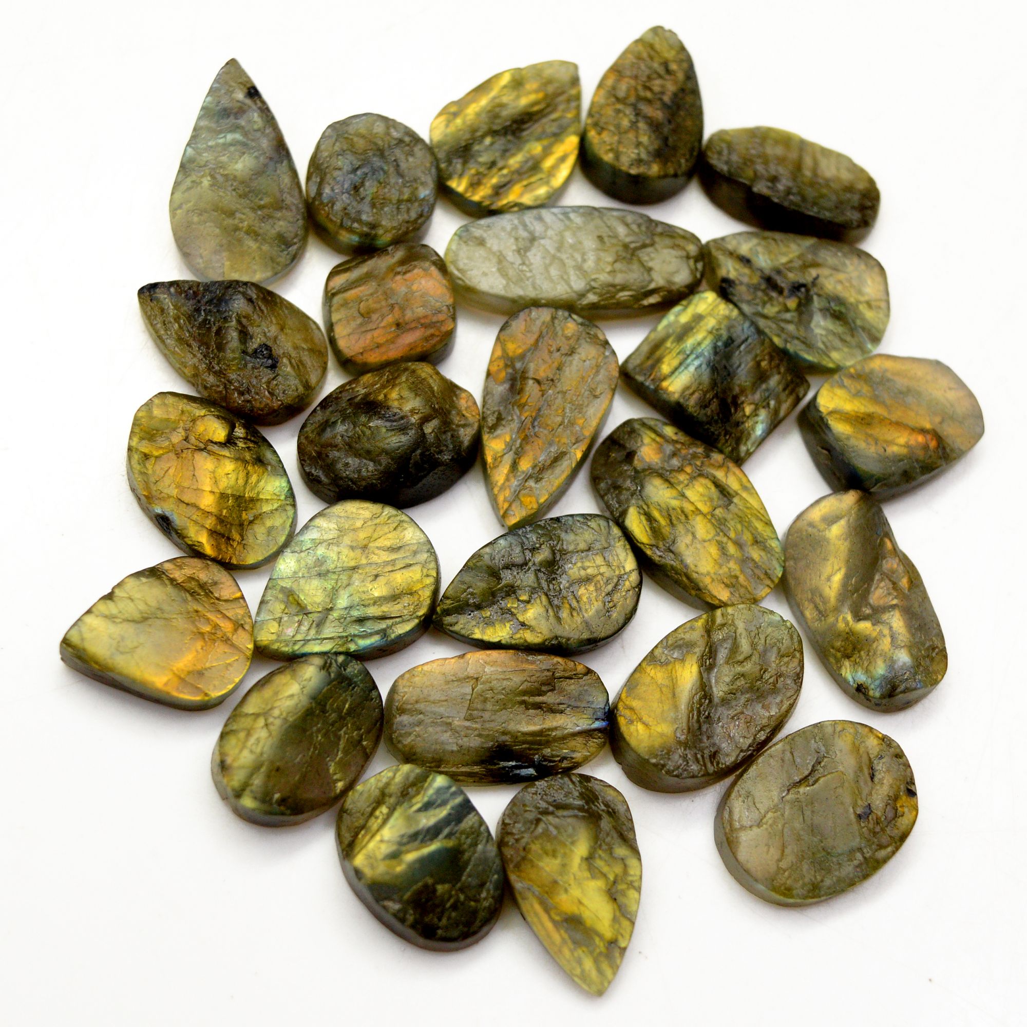 25 Pcs 244 Cts Natural Labradorite Druzy Rough Multi fire Mix Shape Gemstone Lot Size 11x11-23x9mm R-13500